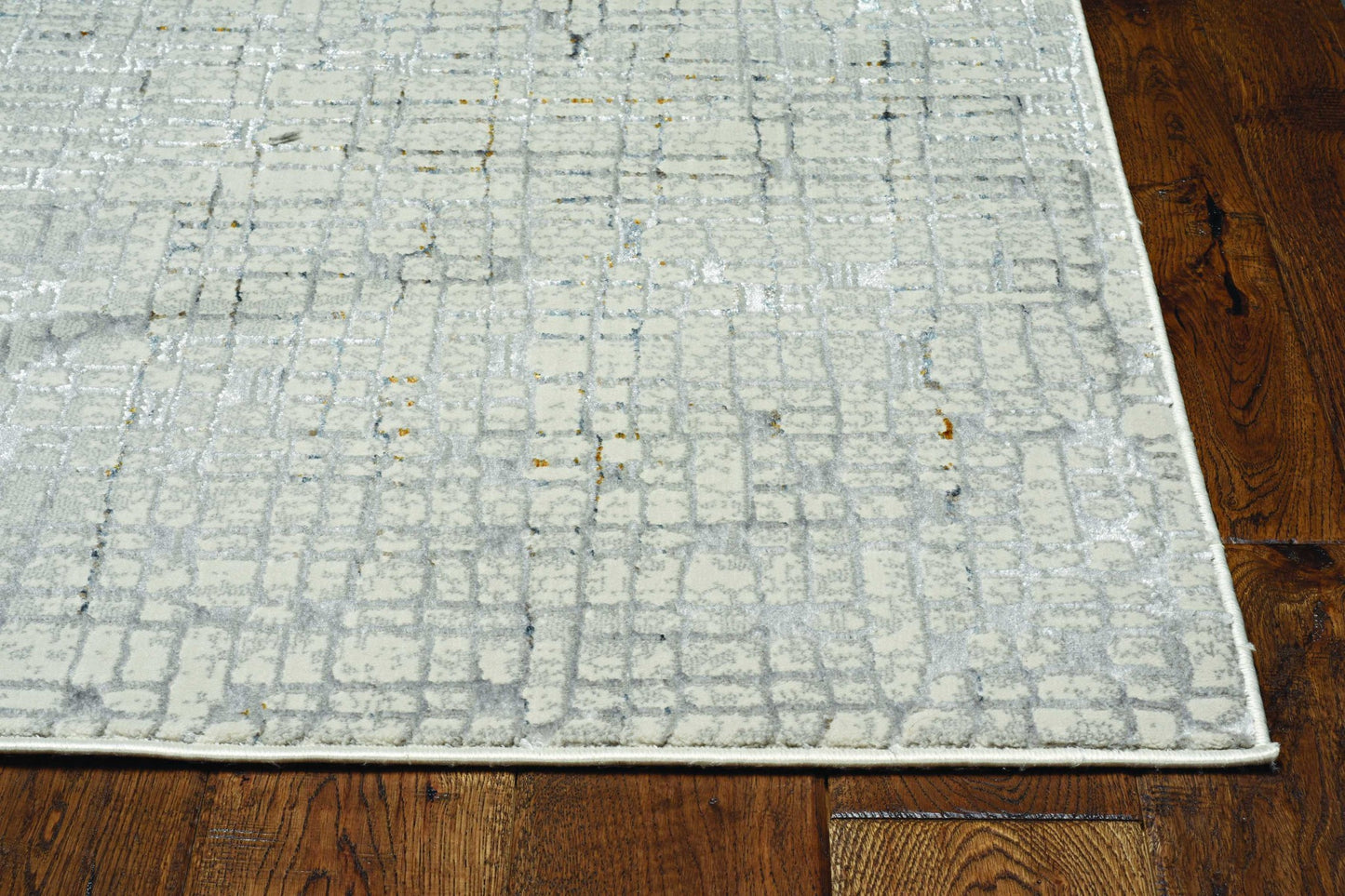7' Gray And Black Abstract Area Rug-0