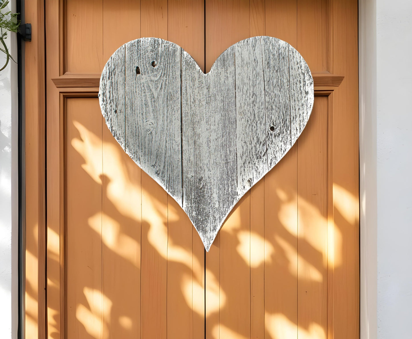 24" Whitewash Reclaimed Wood Heart Wall Decor-0