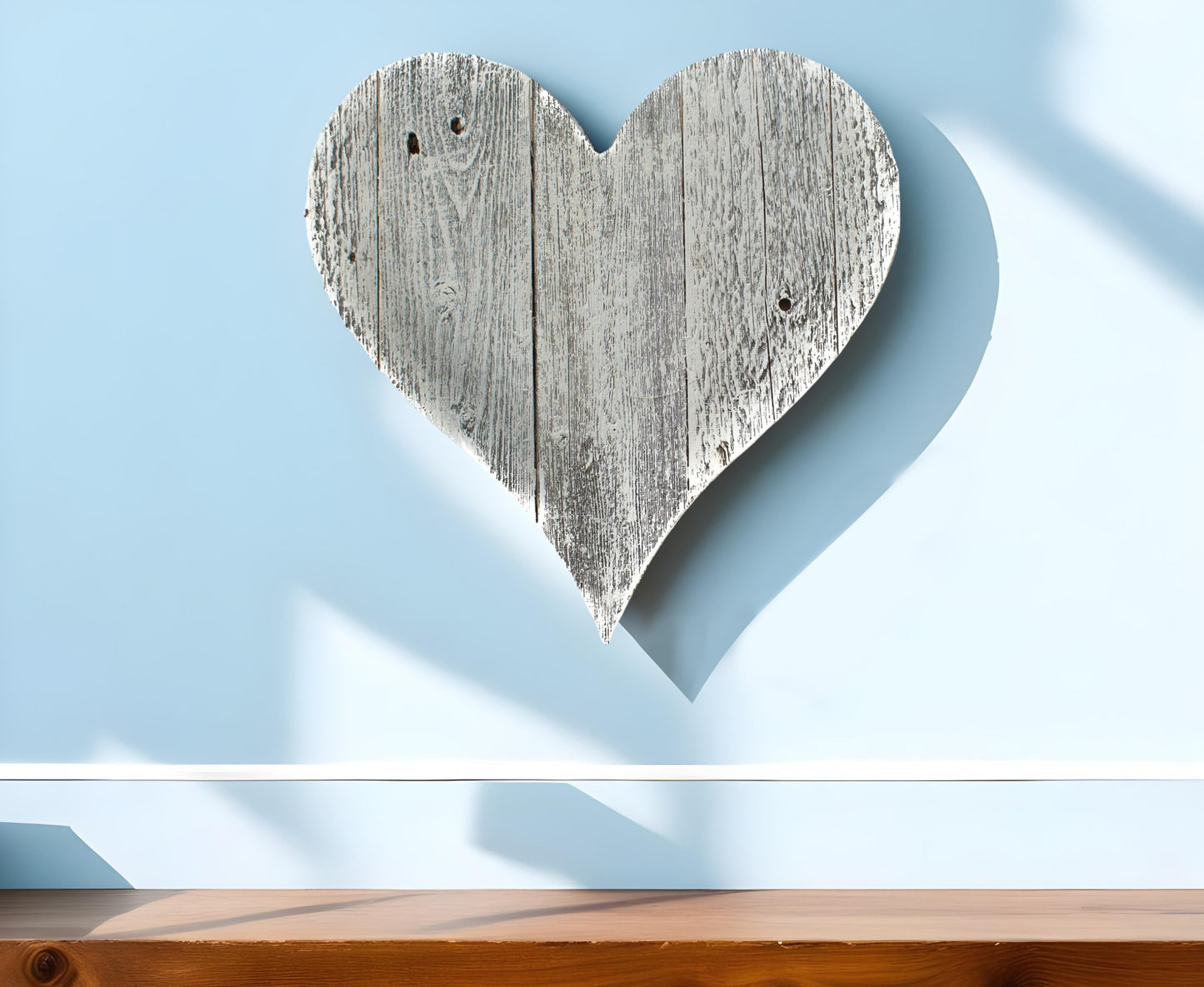 24" Whitewash Reclaimed Wood Heart Wall Decor-1