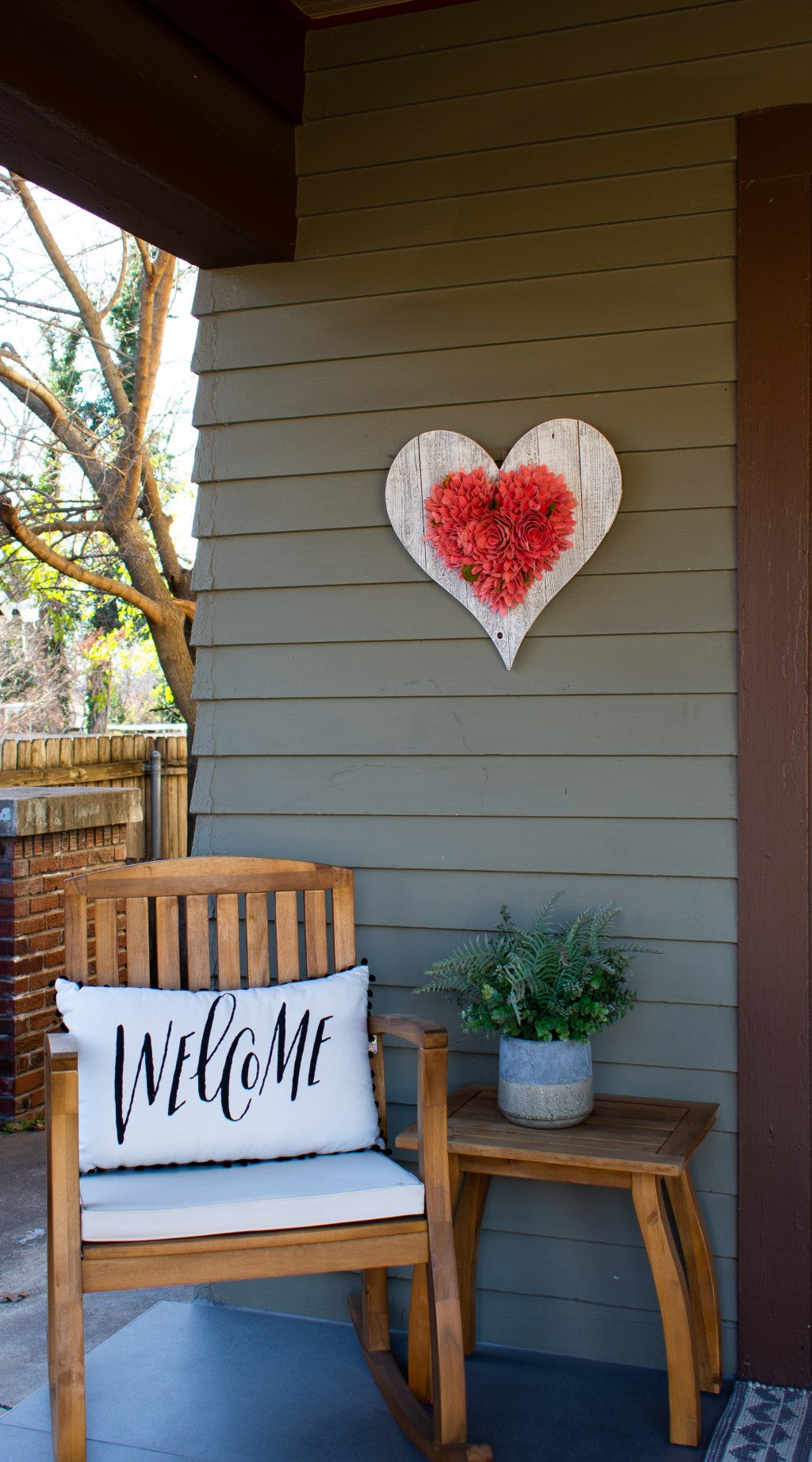 24" Whitewash Reclaimed Wood Heart Wall Decor-6