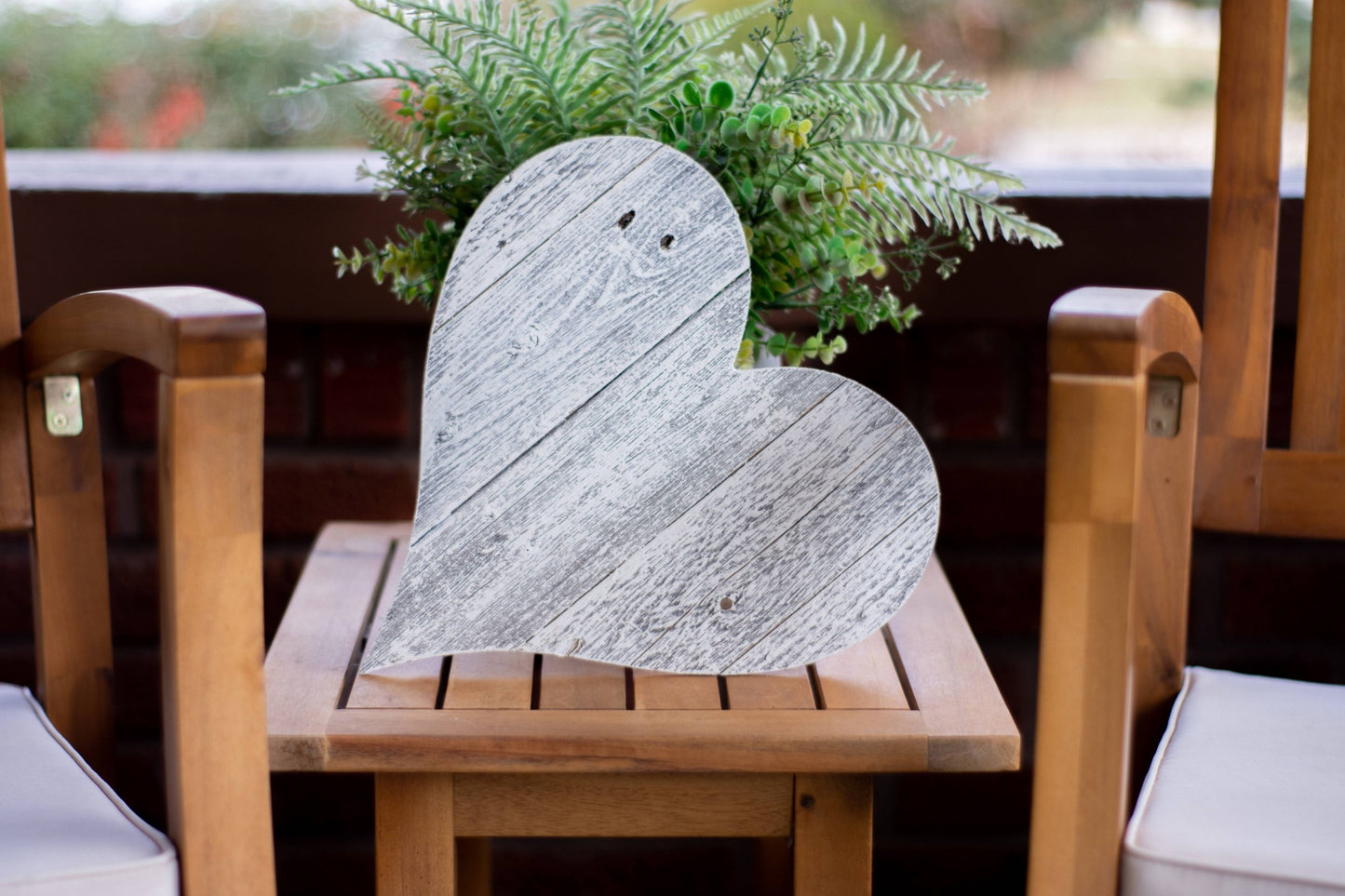 24" Whitewash Reclaimed Wood Heart Wall Decor-7