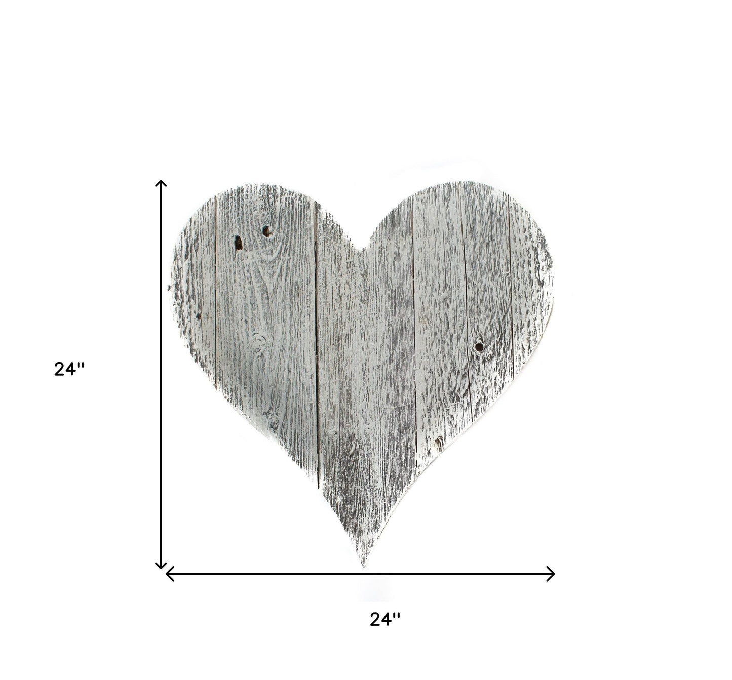 24" Whitewash Reclaimed Wood Heart Wall Decor-8