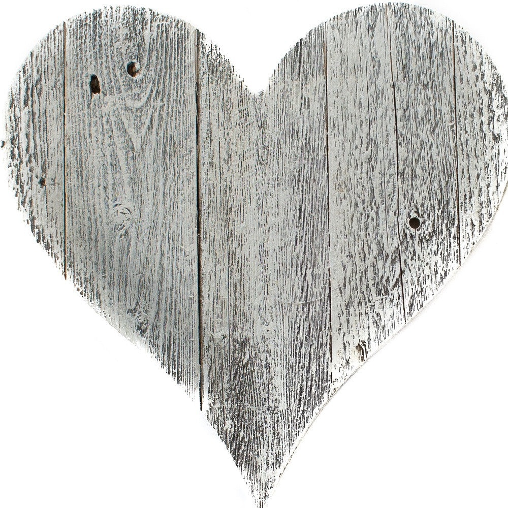 24" Whitewash Reclaimed Wood Heart Wall Decor-3
