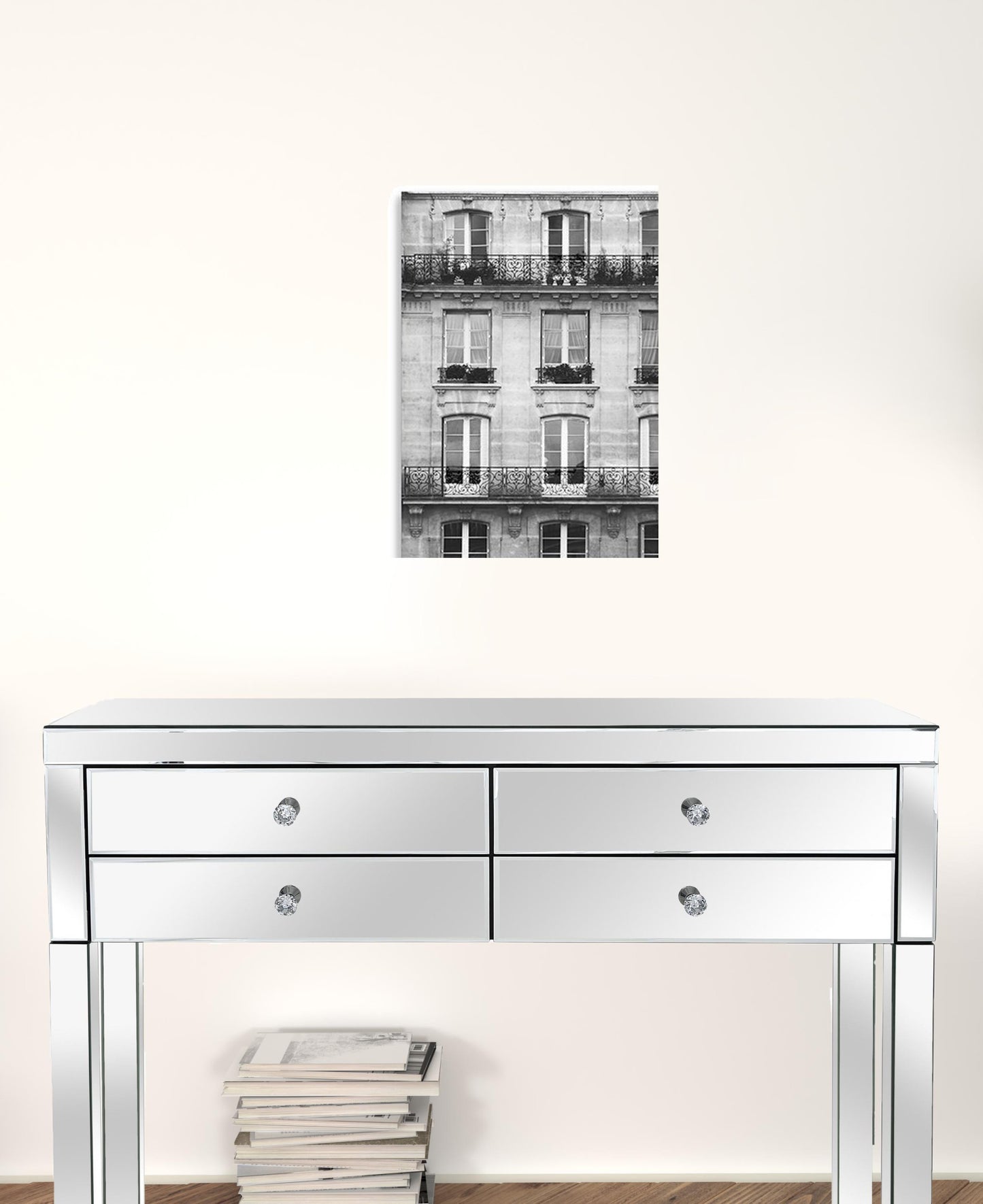 20" x 16" Balcony View Black and White Photo Real Canvas Wall Art-1