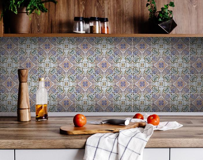 6" X 6" Muted Pastel Scroll Peel And Stick Tiles-2