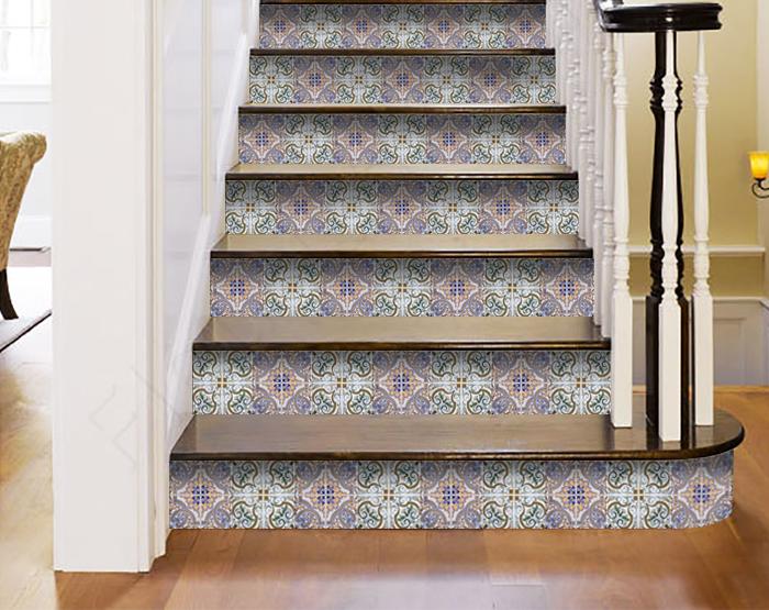 6" X 6" Muted Pastel Scroll Peel And Stick Tiles-0