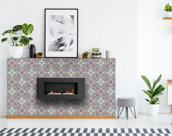 6" X 6" Muted Pastel Scroll Peel And Stick Tiles-4
