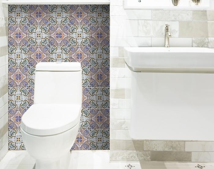 6" X 6" Muted Pastel Scroll Peel And Stick Tiles-6