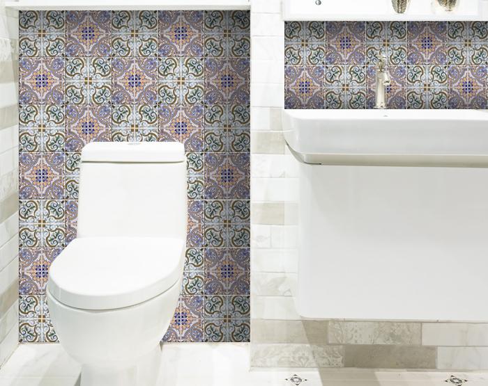 6" X 6" Muted Pastel Scroll Peel And Stick Tiles-7
