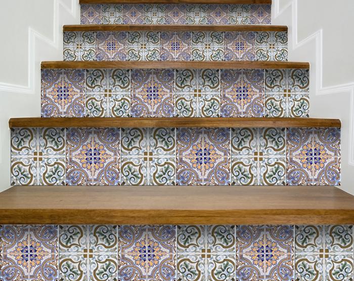 6" X 6" Muted Pastel Scroll Peel And Stick Tiles-1