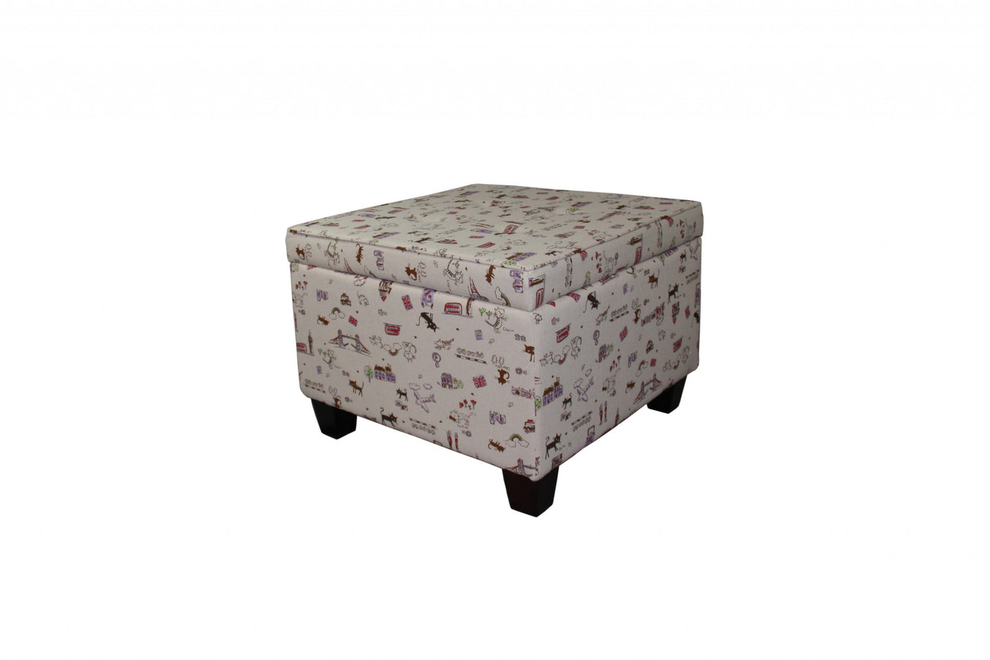 25" Tan Linen and Black Storage Ottoman-1