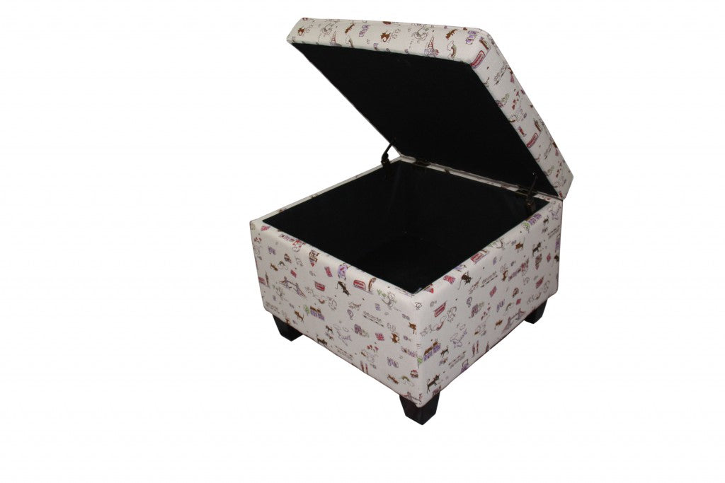 25" Tan Linen and Black Storage Ottoman-3