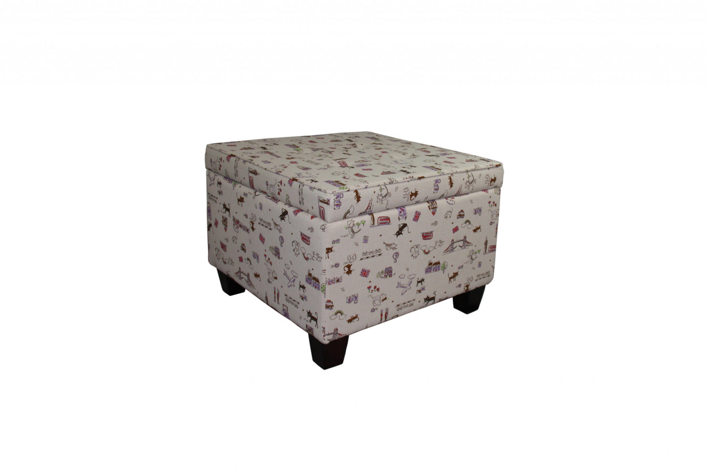 25" Tan Linen and Black Storage Ottoman-2