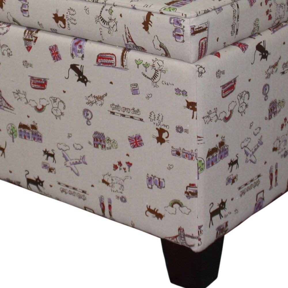25" Tan Linen and Black Storage Ottoman-5