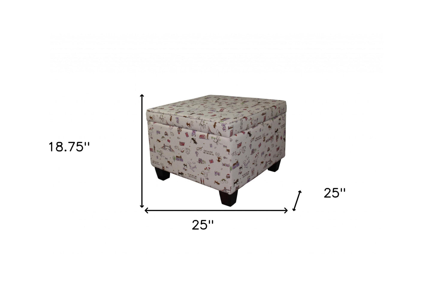 25" Tan Linen and Black Storage Ottoman-6