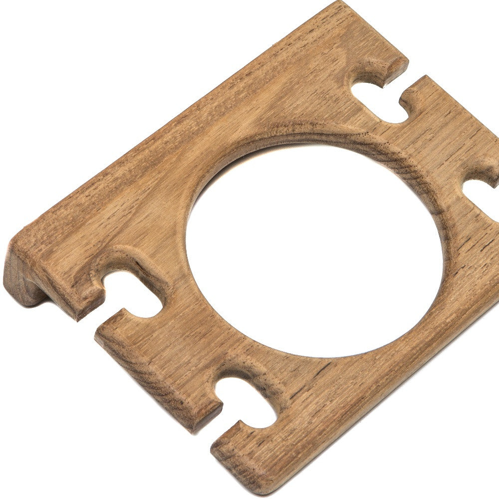 Traditional Solid Teak Wall Mount Cup and Toothbrush Holder-4