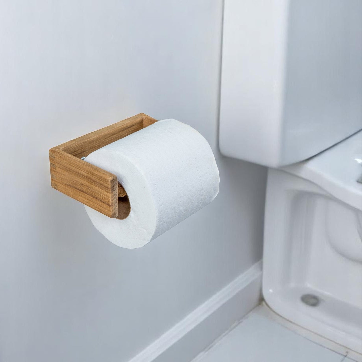 Traditional Solid Teak Wall Mount Toilet Paper Holder-0