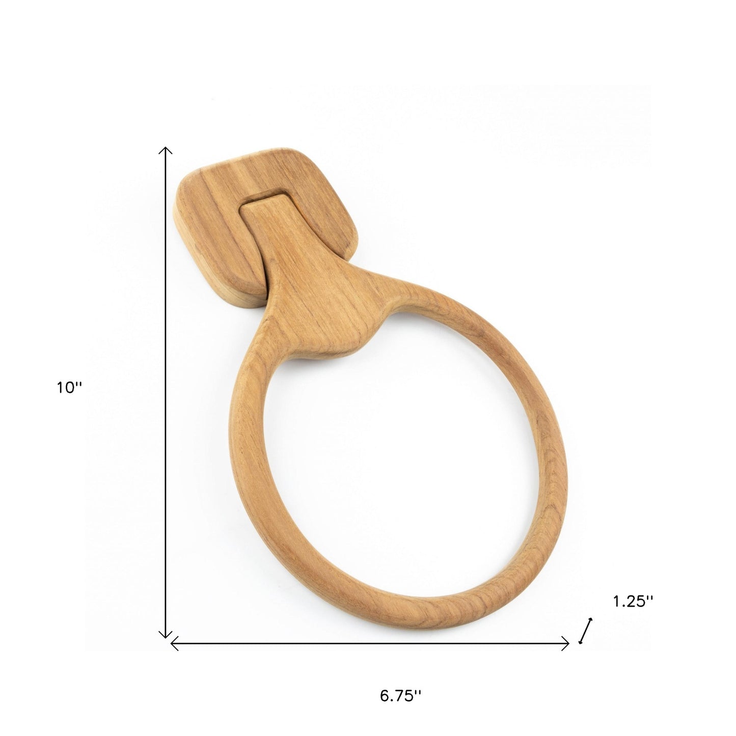 Natural Solid Teak Wood Wall Mount Towel Ring-7