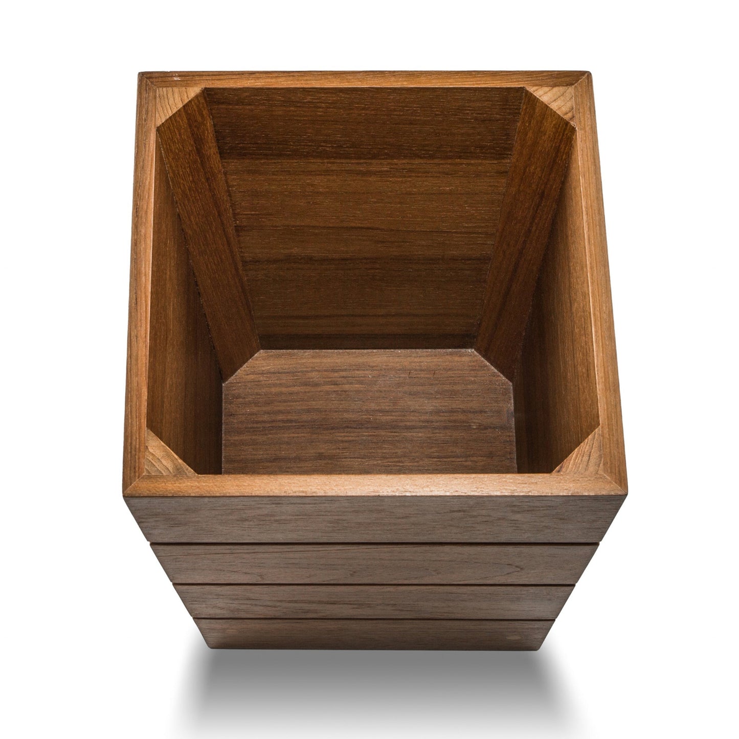 10" Traditional Solid Teak Small Waste Basket-2