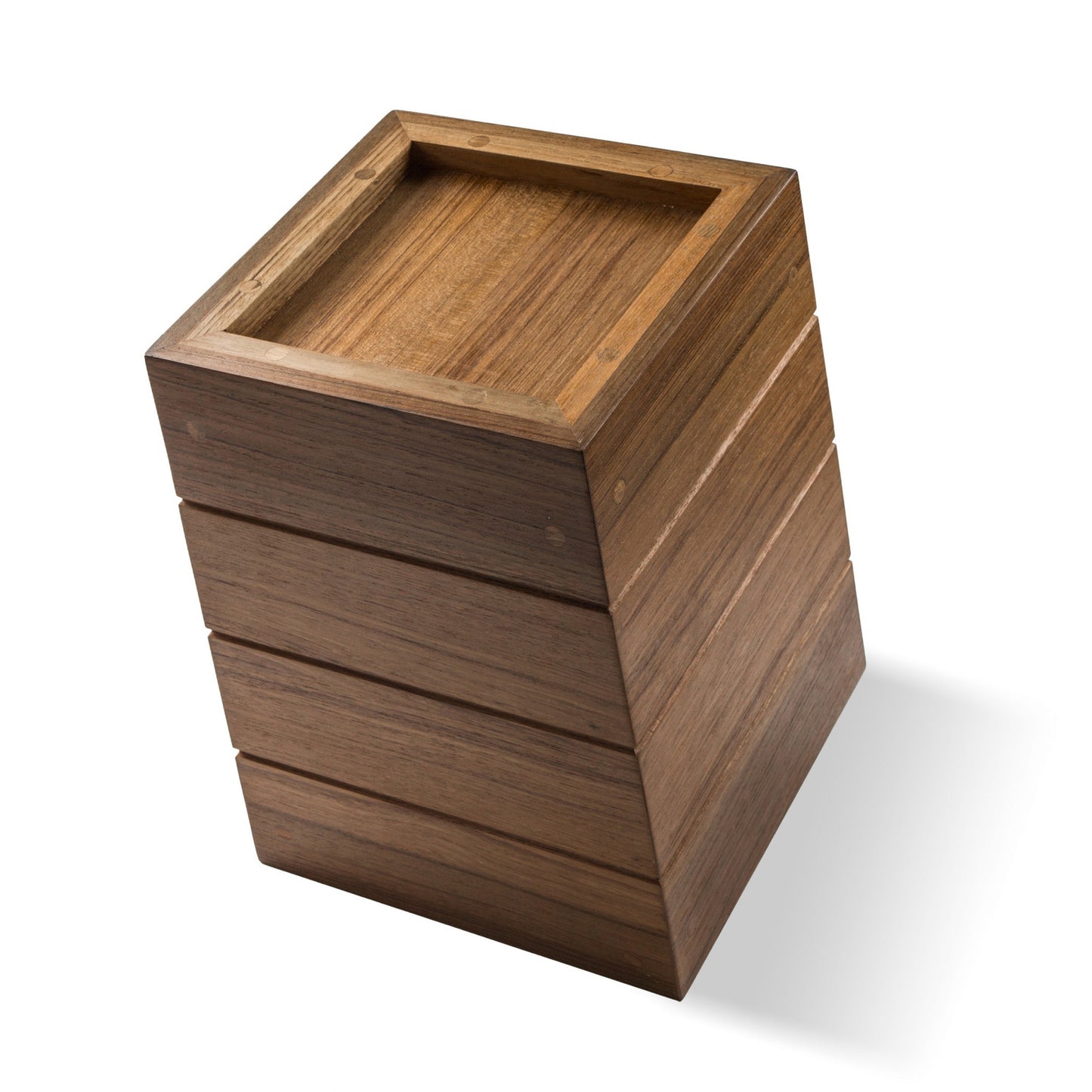 10" Traditional Solid Teak Small Waste Basket-3