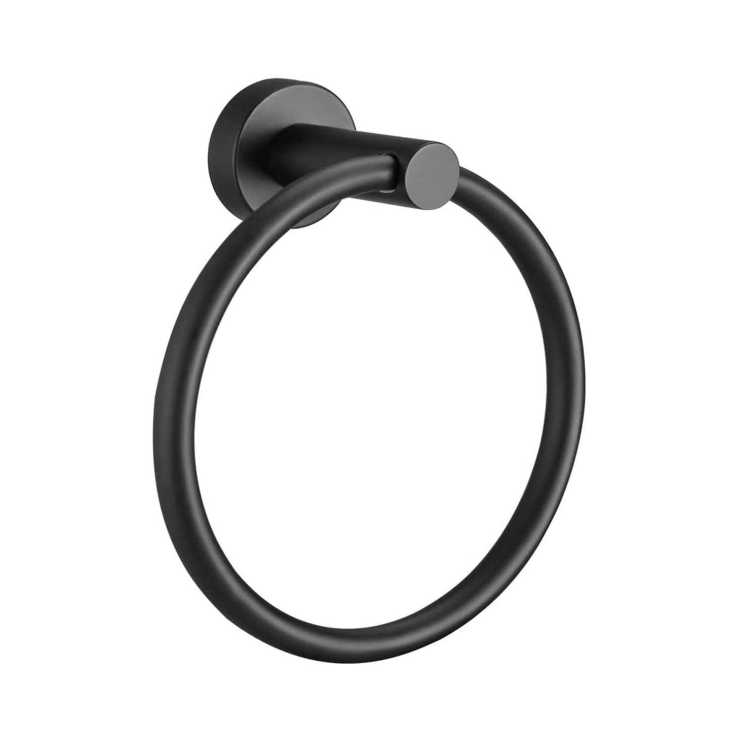 Set of Two Black Stainless Steel Wall Mount Towel Ring and Toilet Paper Holder-2