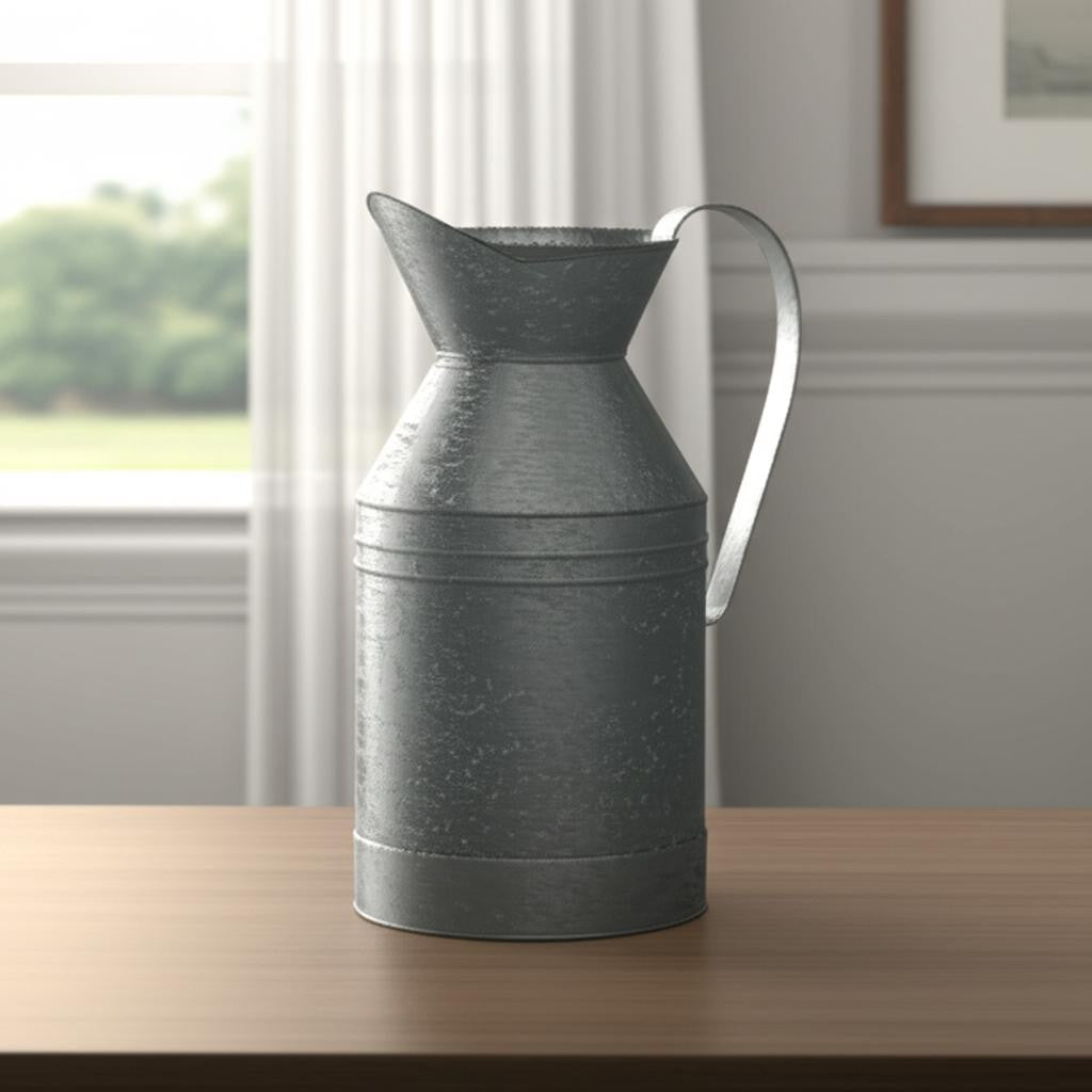11" Gray Metal Jug Vase-0