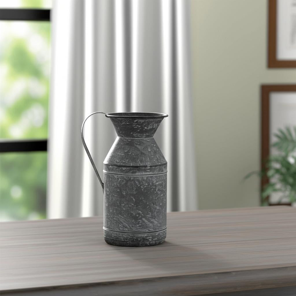 11" Gray Metal Jug Vase-4