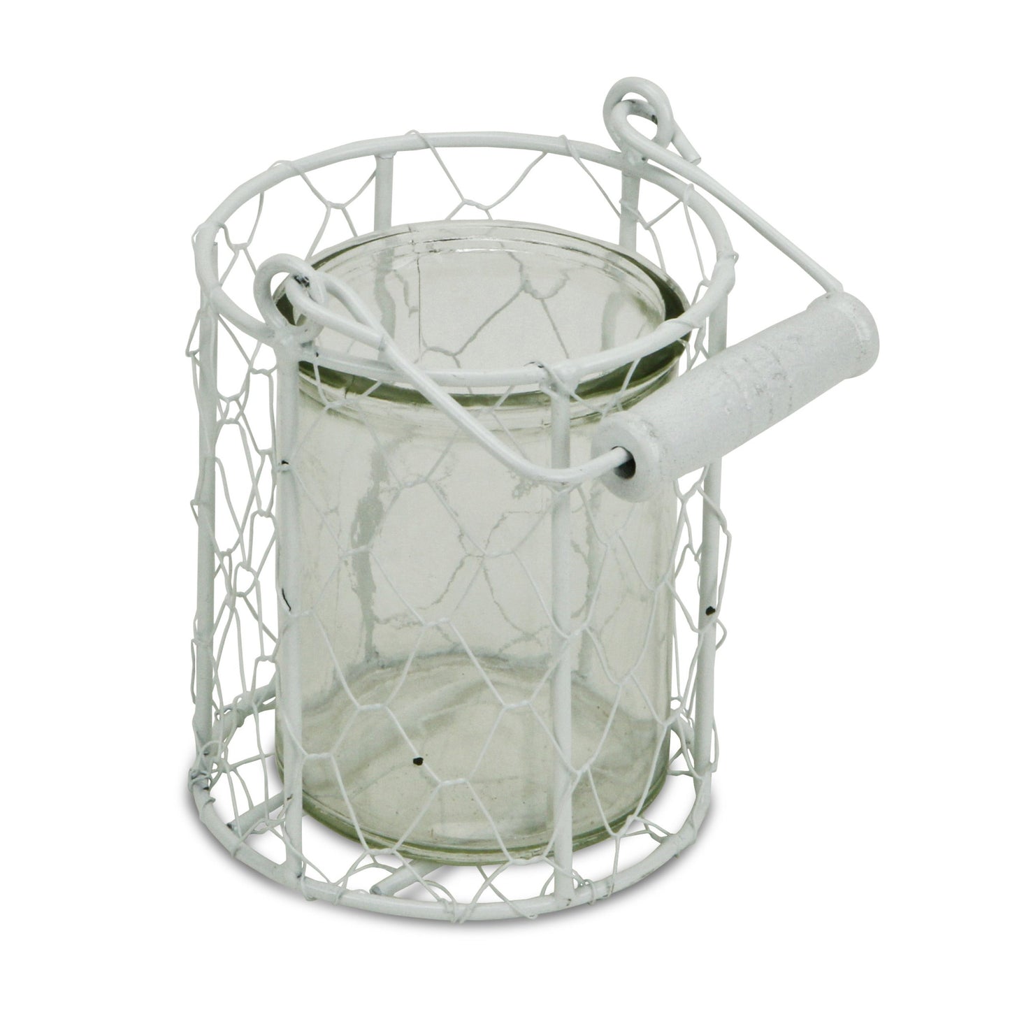 5" White Metal Tabletop Lantern Candle Holder-0