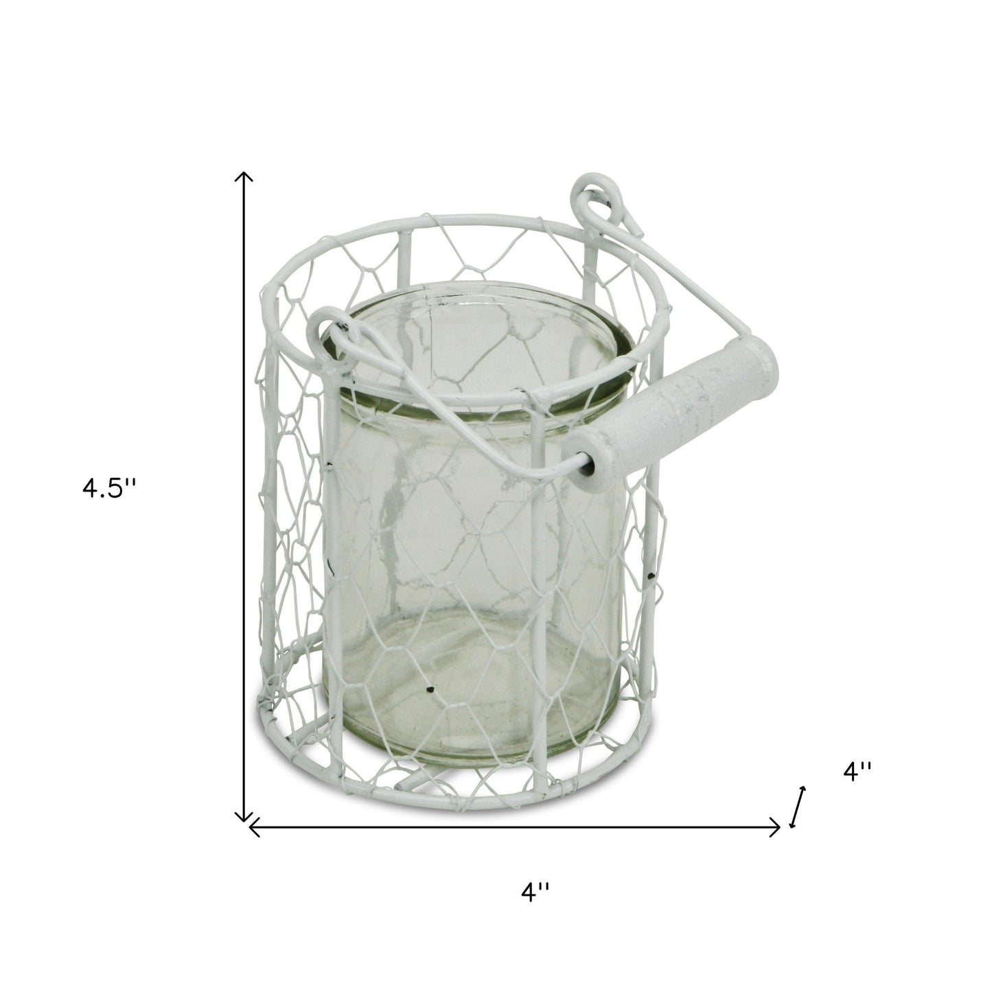 5" White Metal Tabletop Lantern Candle Holder-4