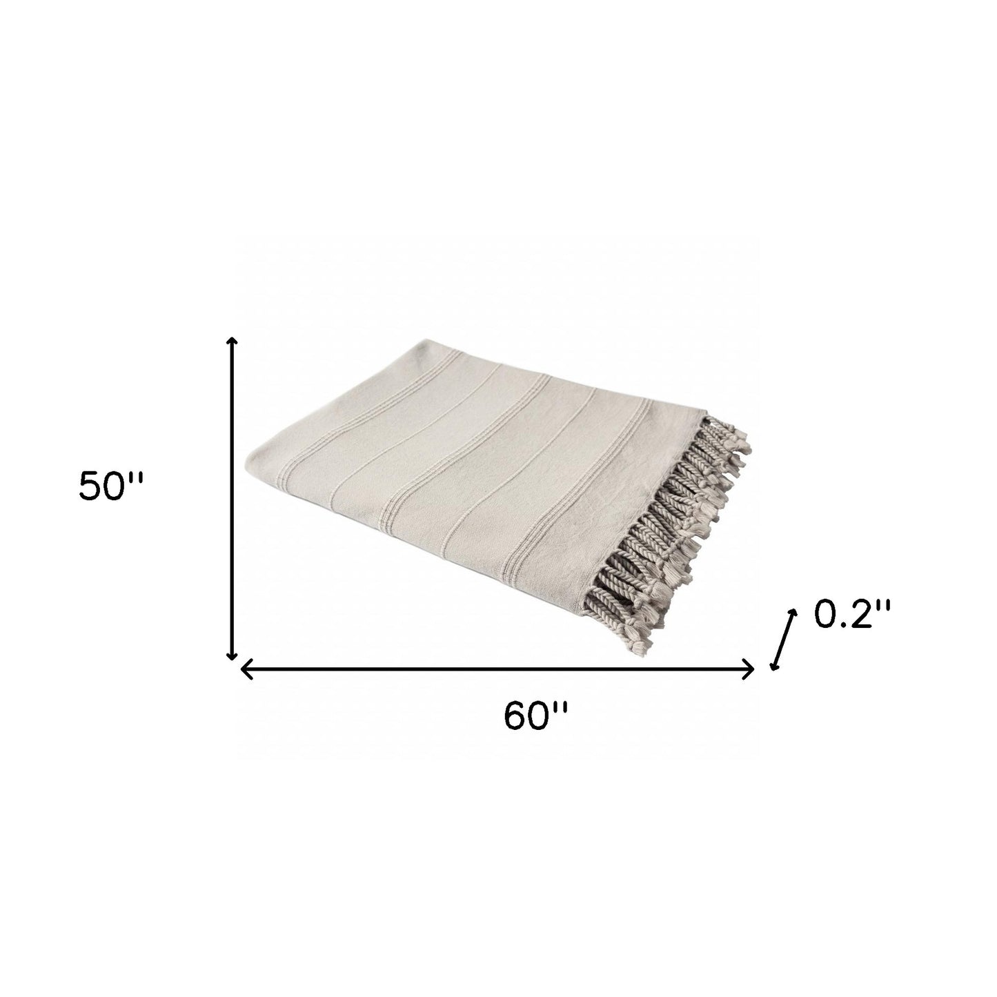 Beige Woven Cotton Striped Throw Blanket-6