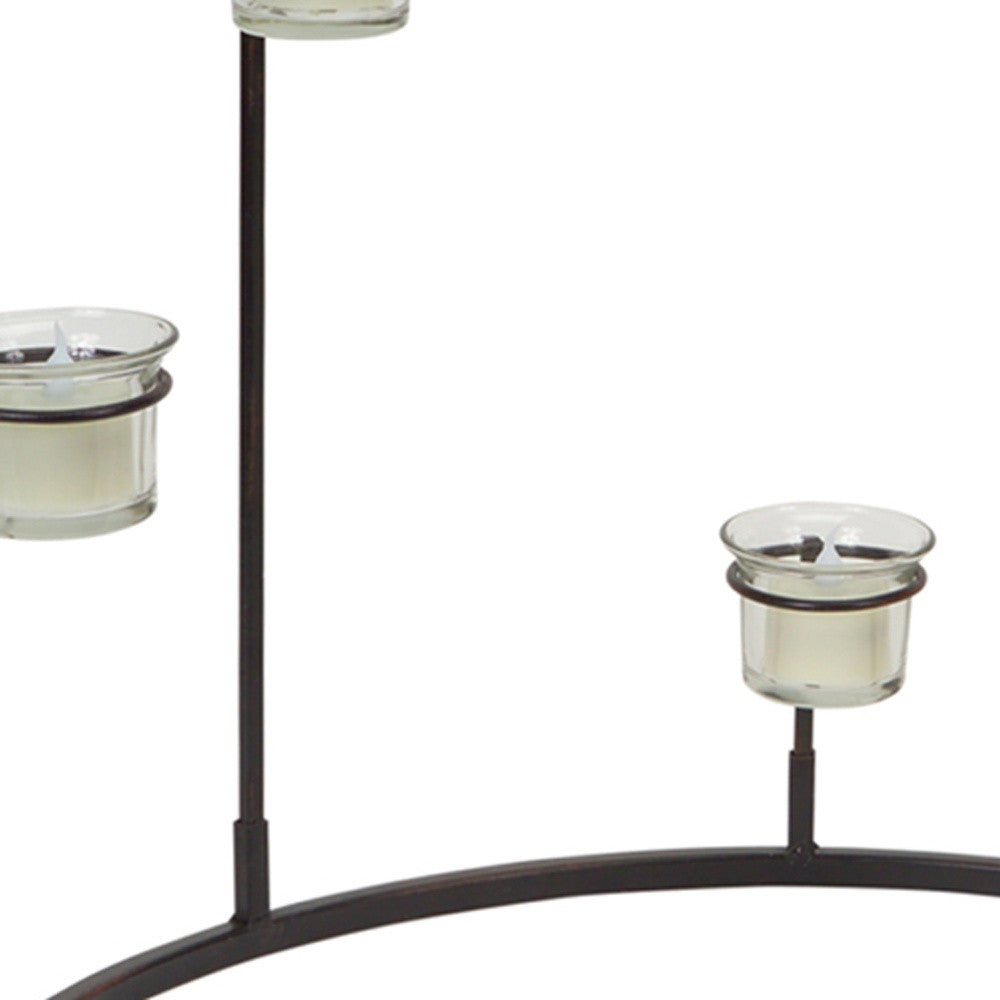 Set of Four Black Metal Centerpiece Votive Candle Holders-2