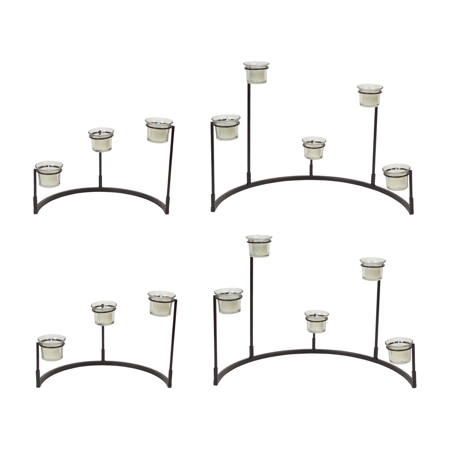 Set of Four Black Metal Centerpiece Votive Candle Holders-1