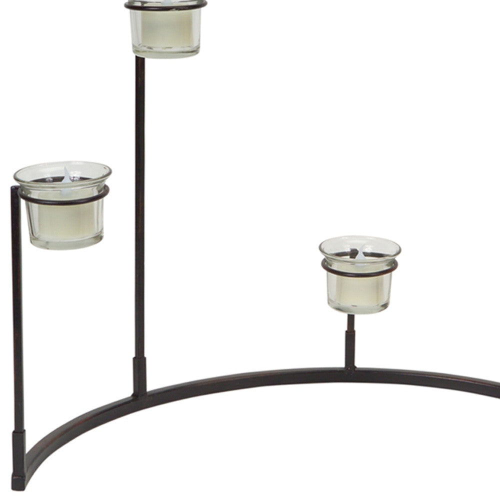 Set of Four Black Metal Centerpiece Votive Candle Holders-3