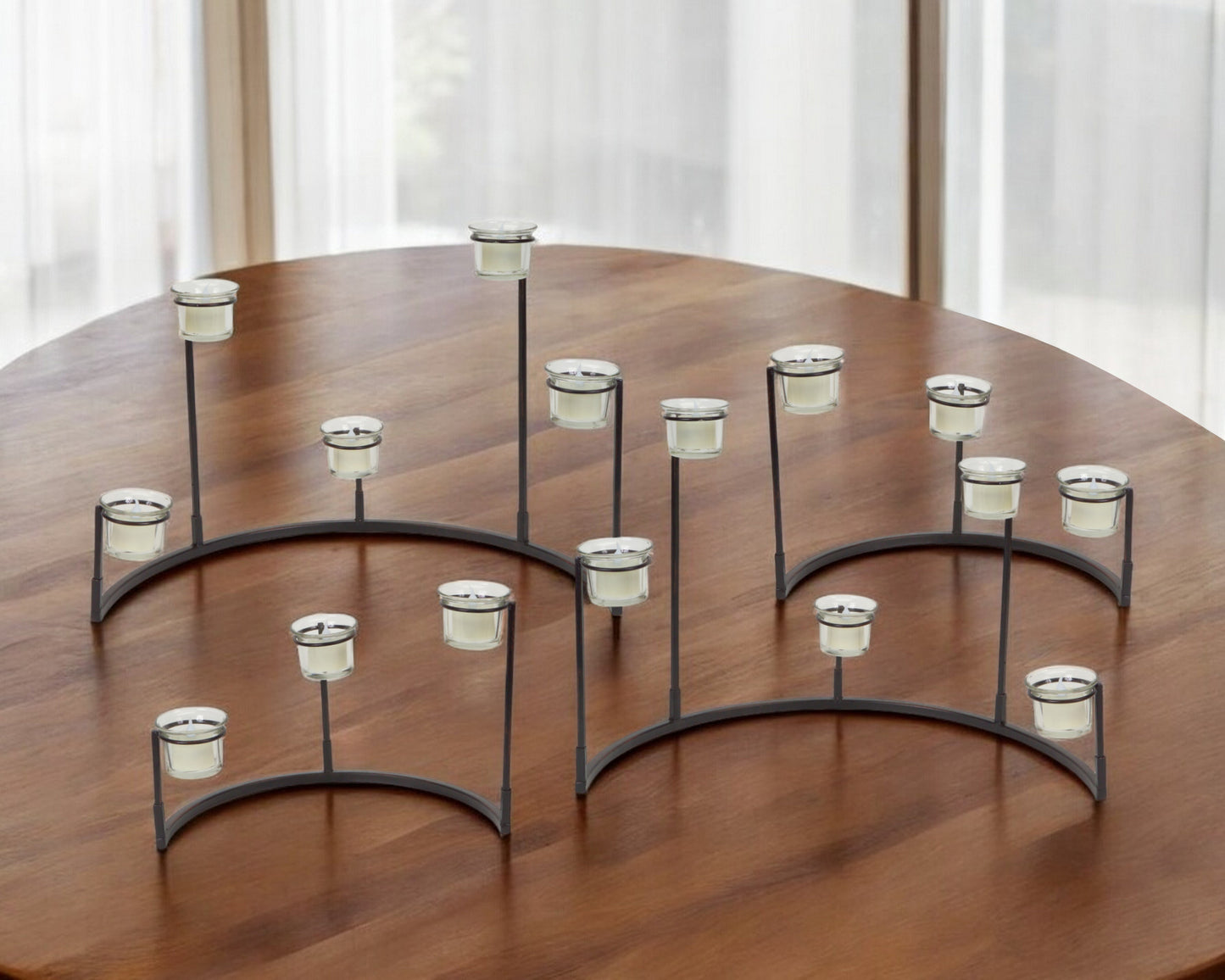 Set of Four Black Metal Centerpiece Votive Candle Holders-0