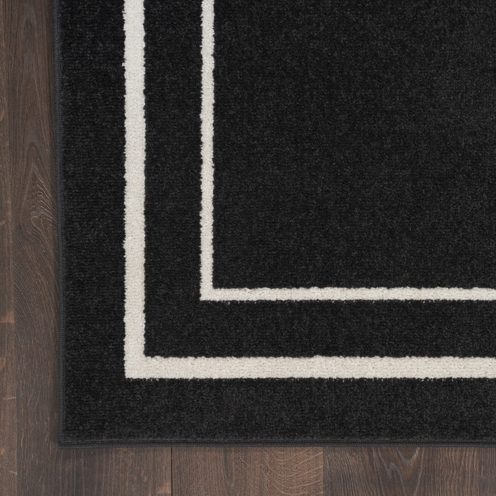 3' X 5' Black And Ivory Indoor Outdoor Area Rug-5