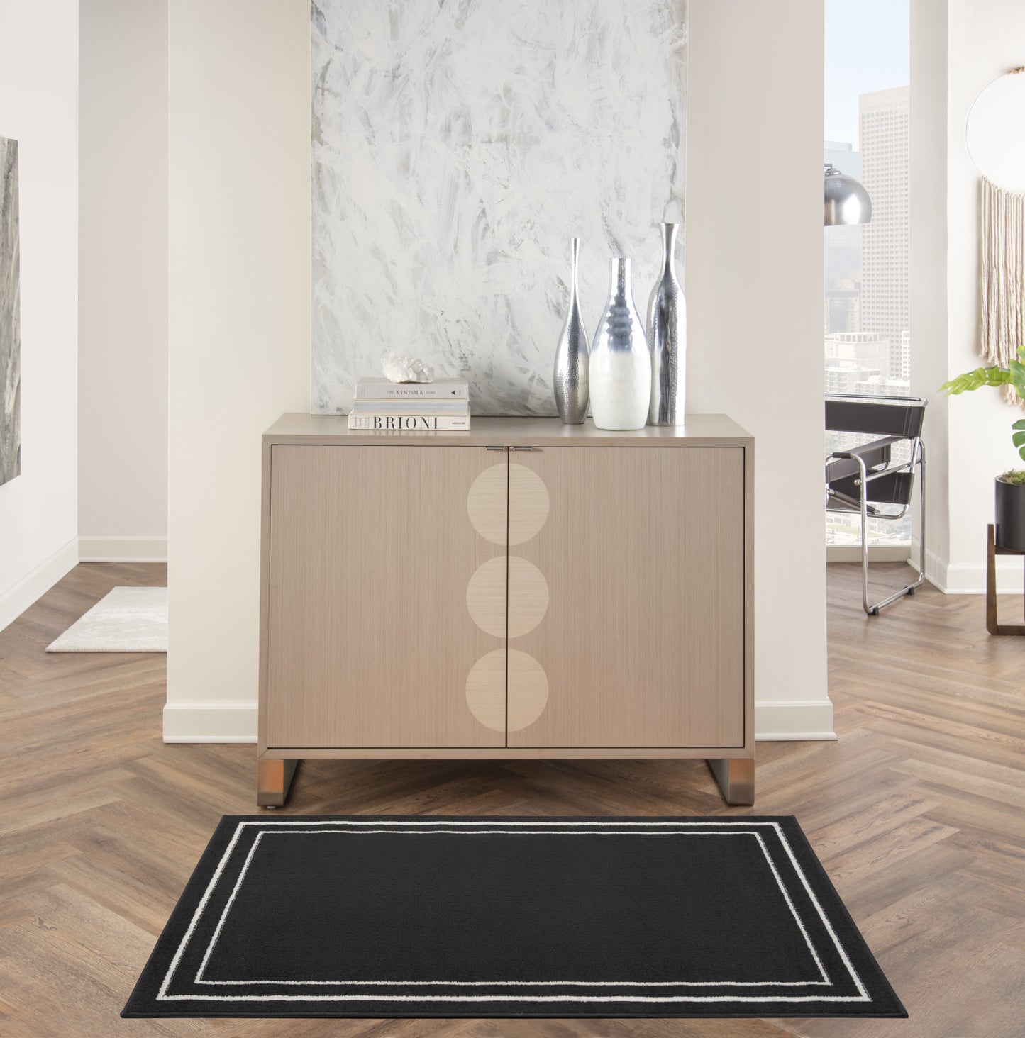 3' X 5' Black And Ivory Indoor Outdoor Area Rug-6