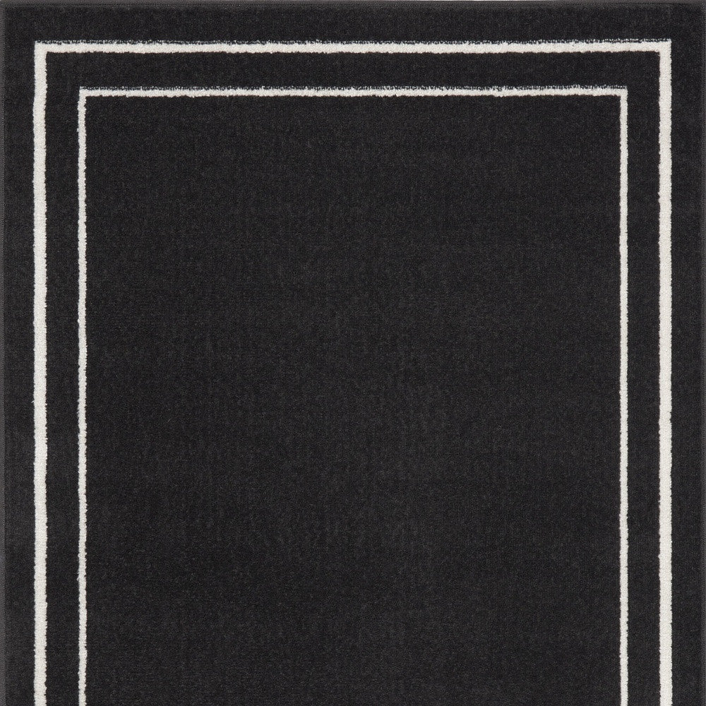 3' X 5' Black And Ivory Indoor Outdoor Area Rug-1