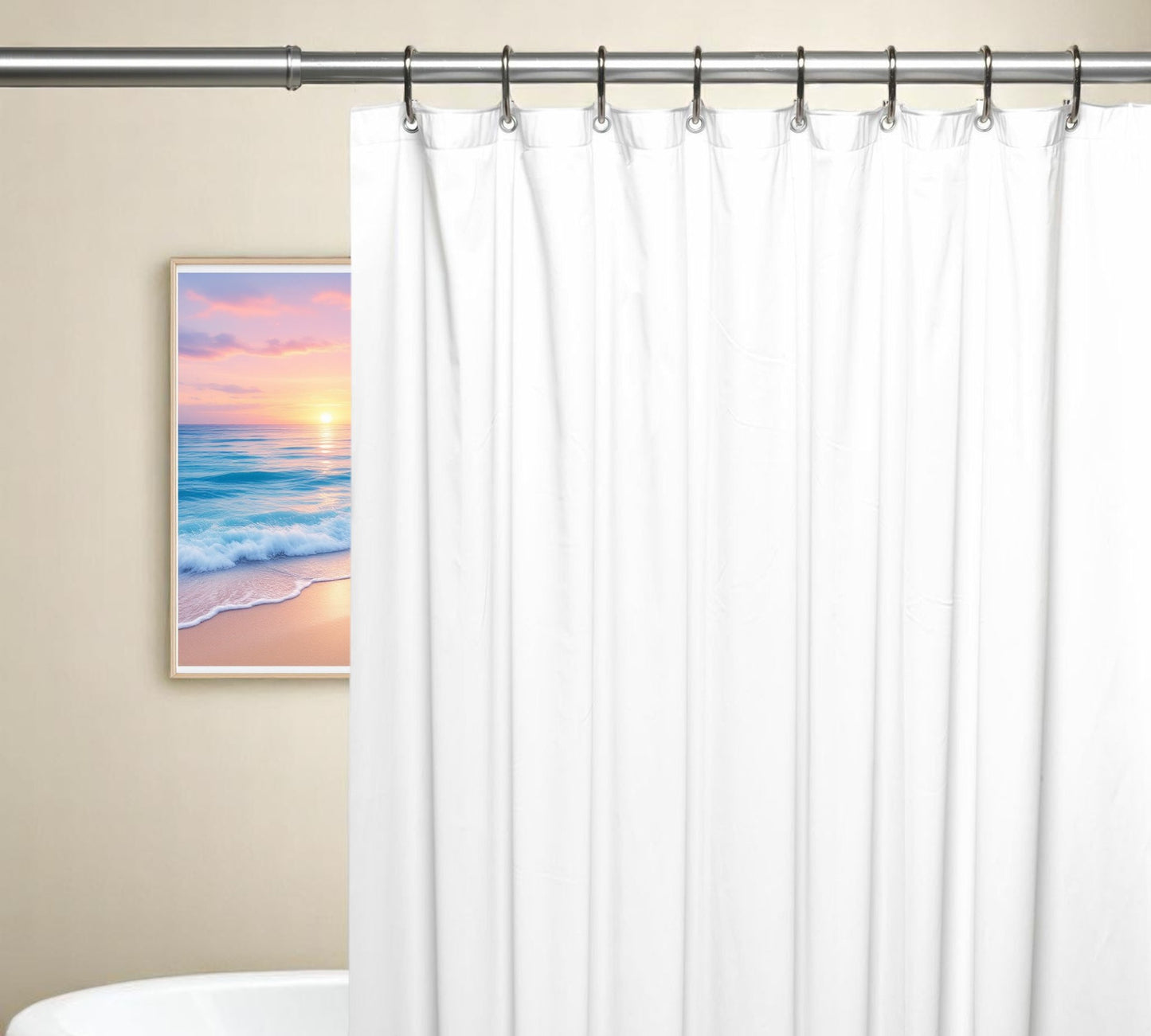 72" White Vinyl Shower Curtain Liner-1