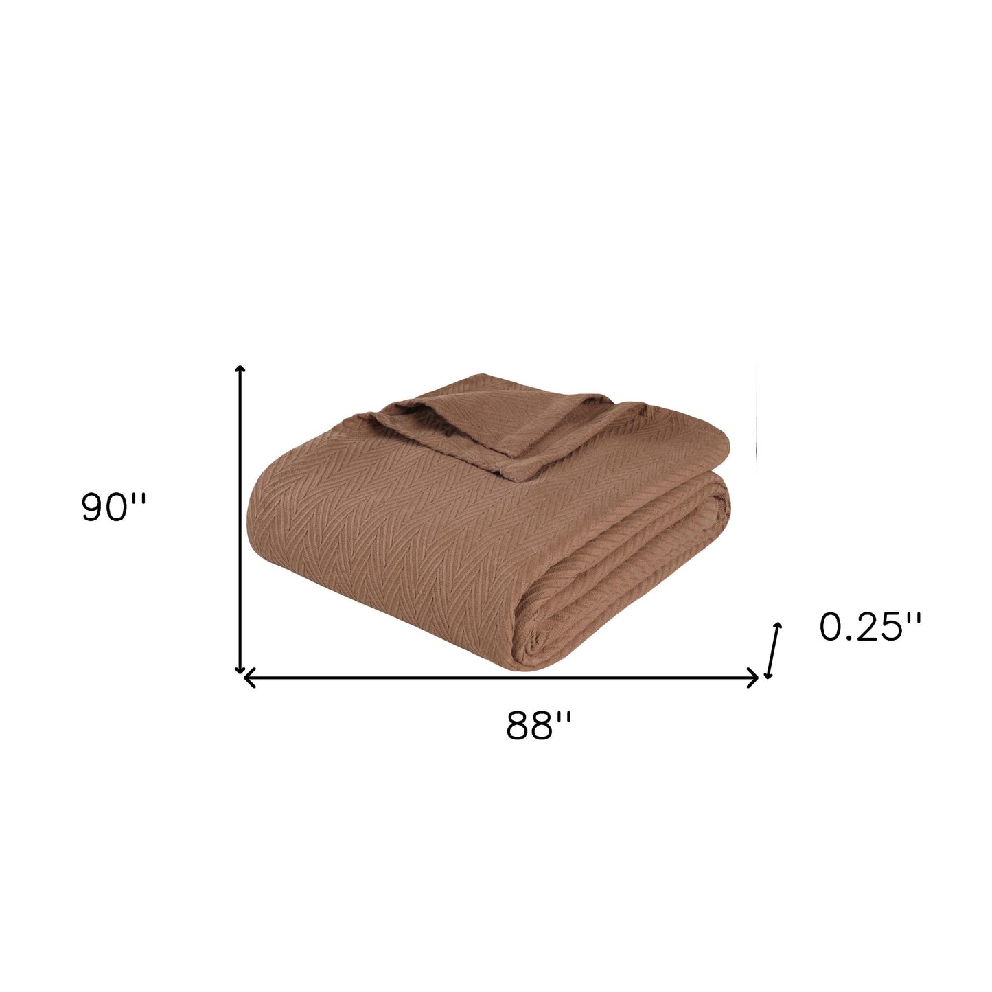 Queen Taupe Cotton Woven Chevron Blanket-8