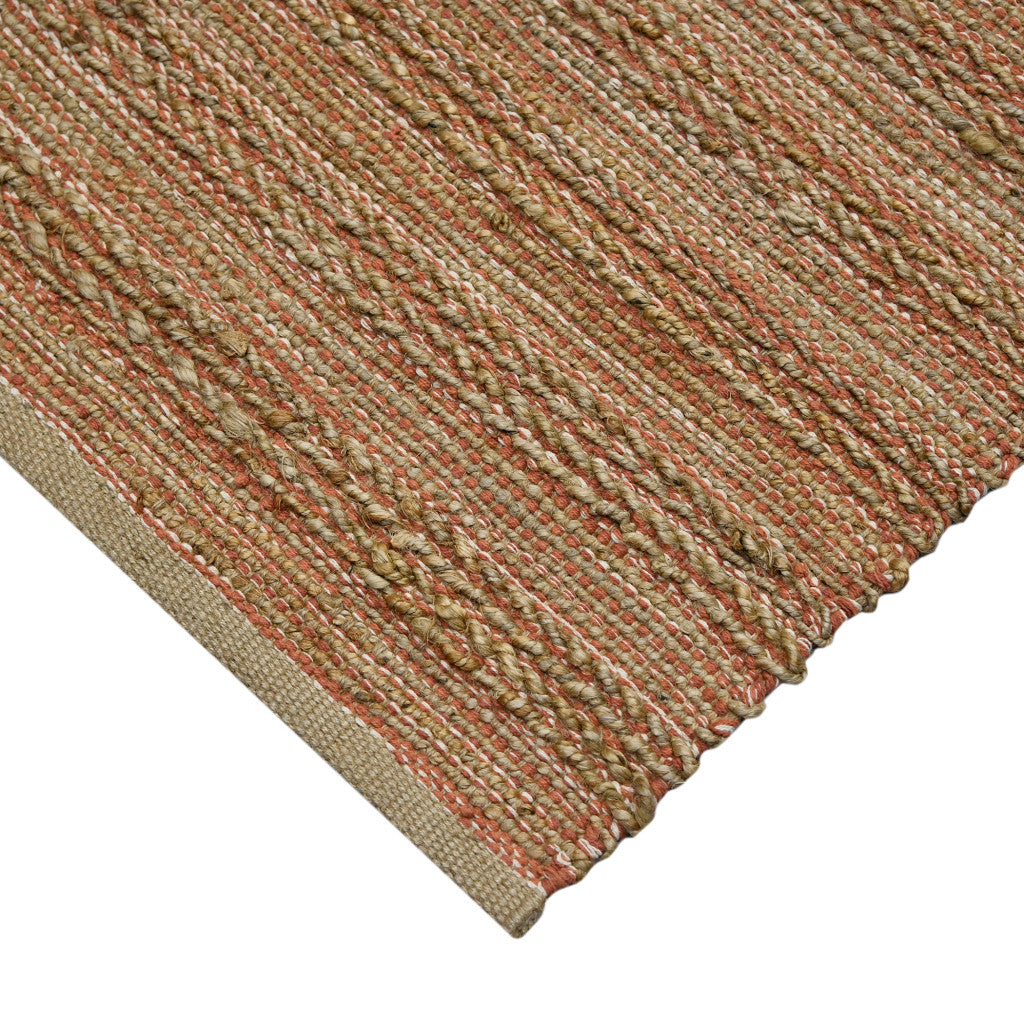 2' X 3' Brown And Brick Red Jute Striped Flatweave Handmade Area Rug-4