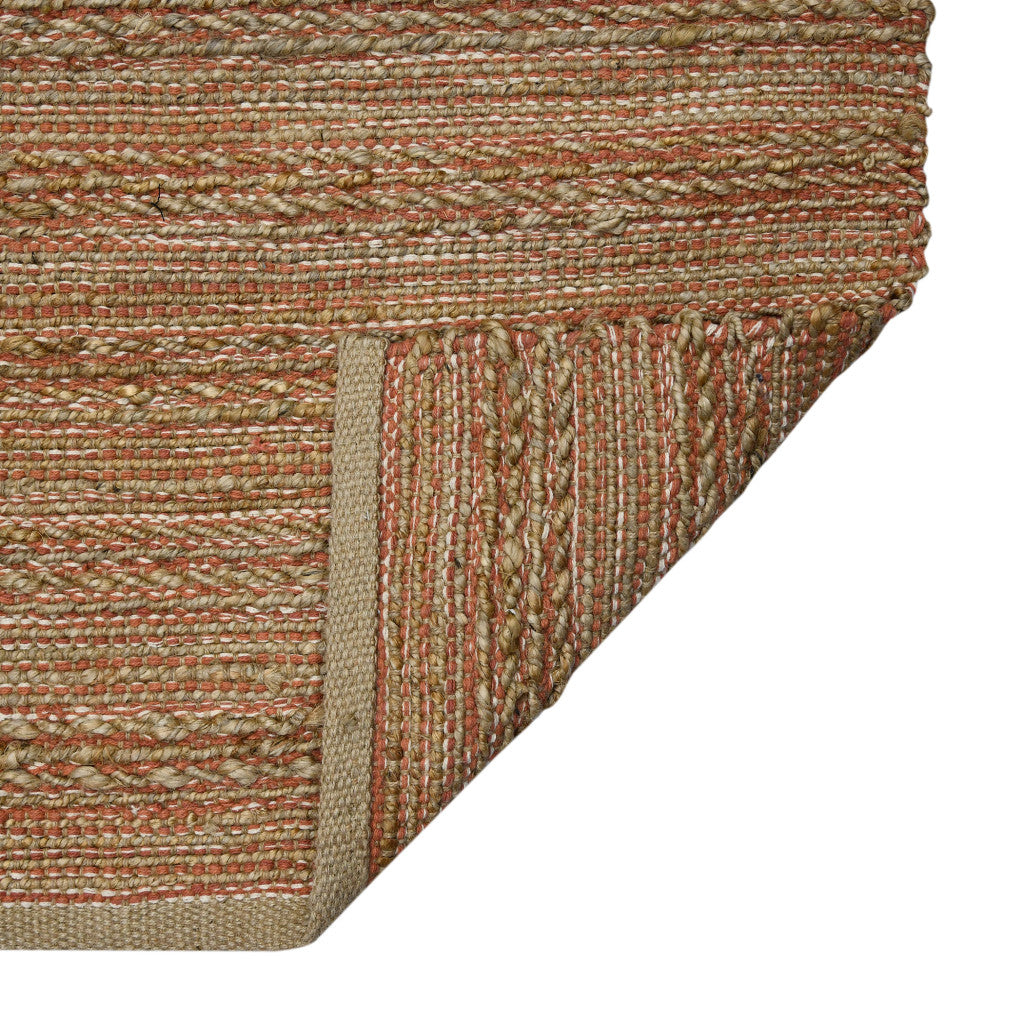 2' X 3' Brown And Brick Red Jute Striped Flatweave Handmade Area Rug-6