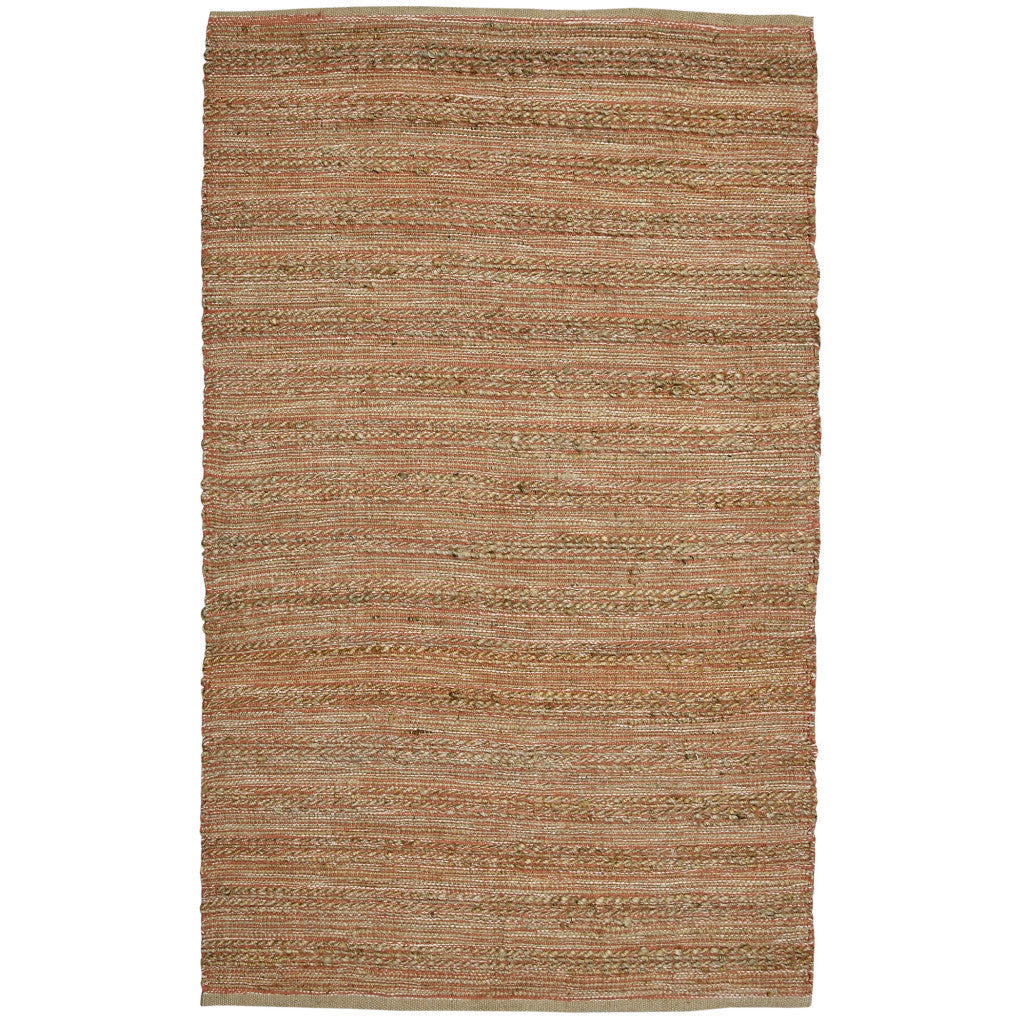 2' X 3' Brown And Brick Red Jute Striped Flatweave Handmade Area Rug-3