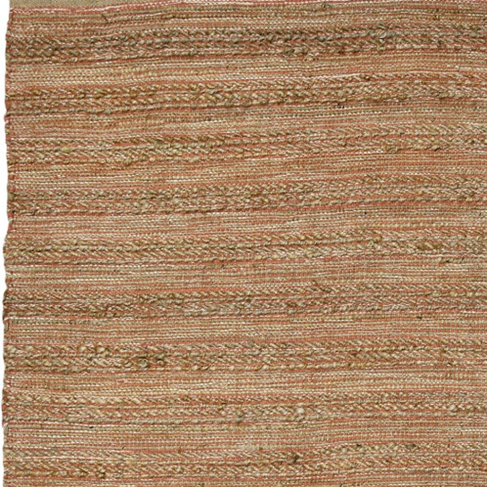 2' X 3' Brown And Brick Red Jute Striped Flatweave Handmade Area Rug-7