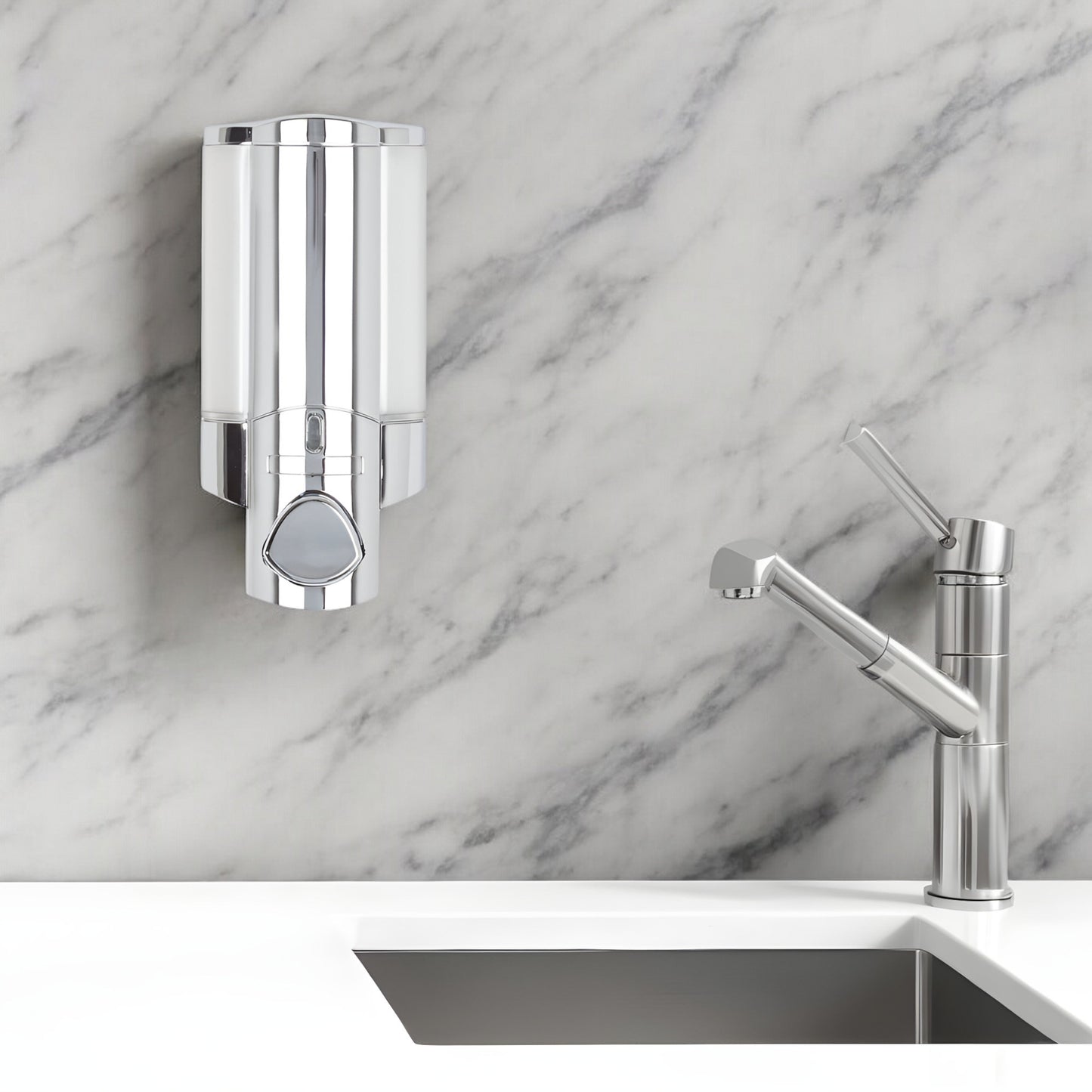 Silver Heavy Duty Plastic Wall Mount Soap Dispenser-0