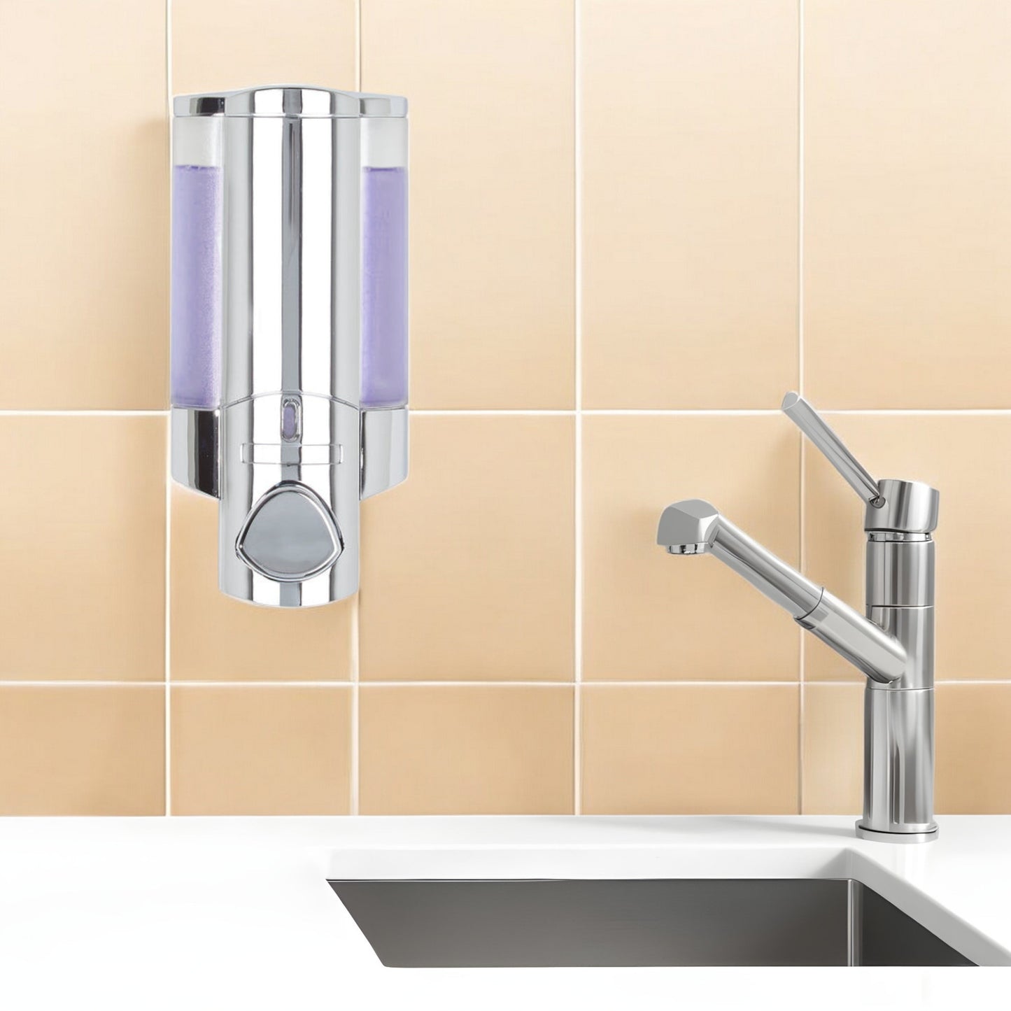 Silver Heavy Duty Plastic Wall Mount Soap Dispenser-1