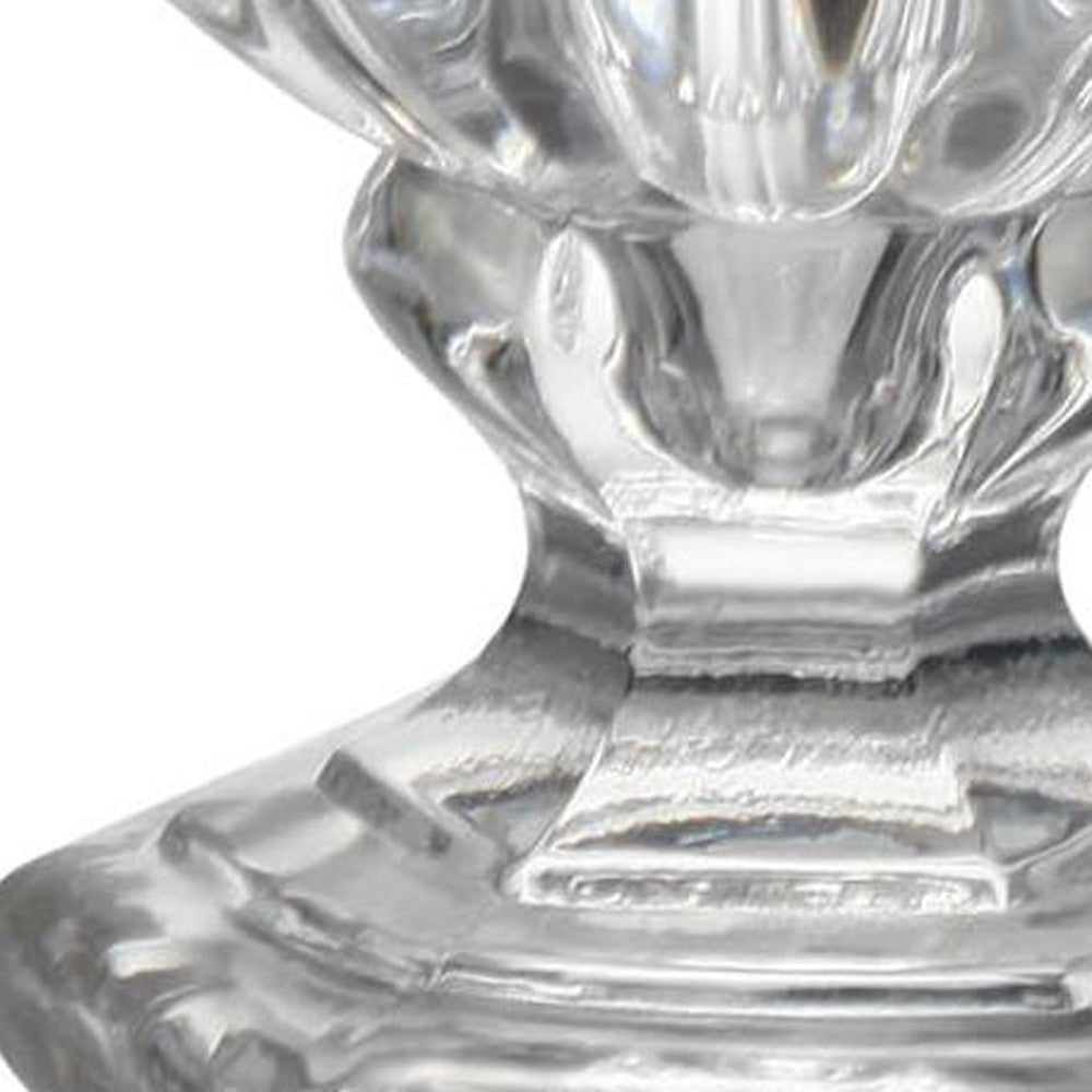 Set of Two Clear Glass Urn Table Vases-6