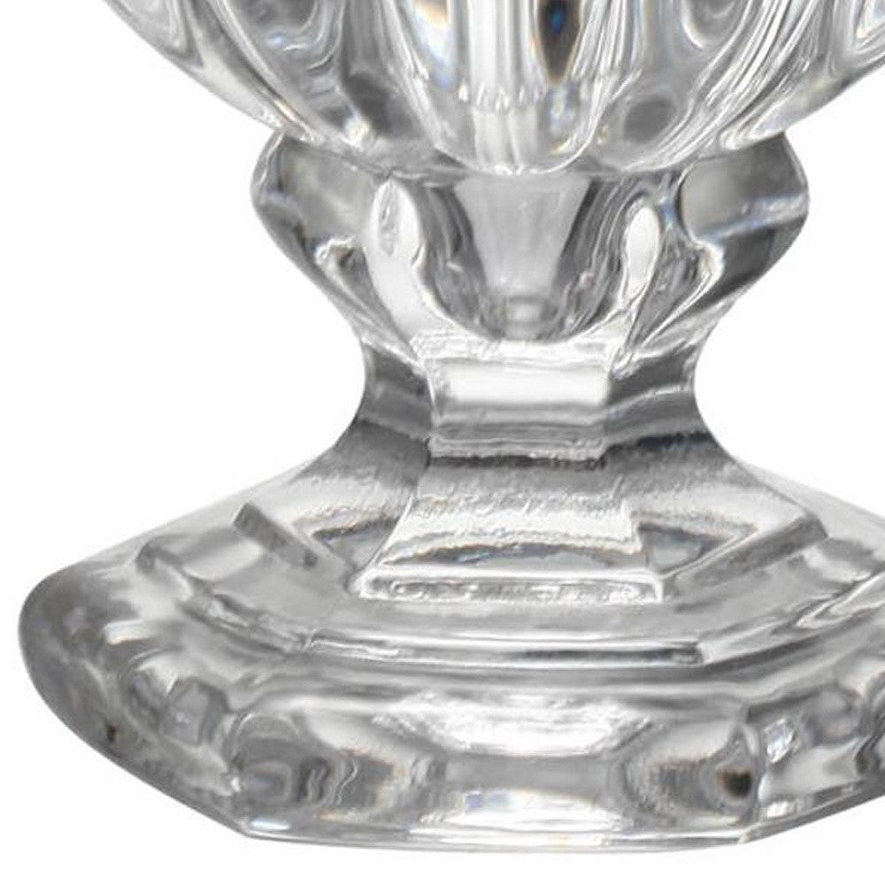 Set of Two Clear Glass Urn Table Vases-7