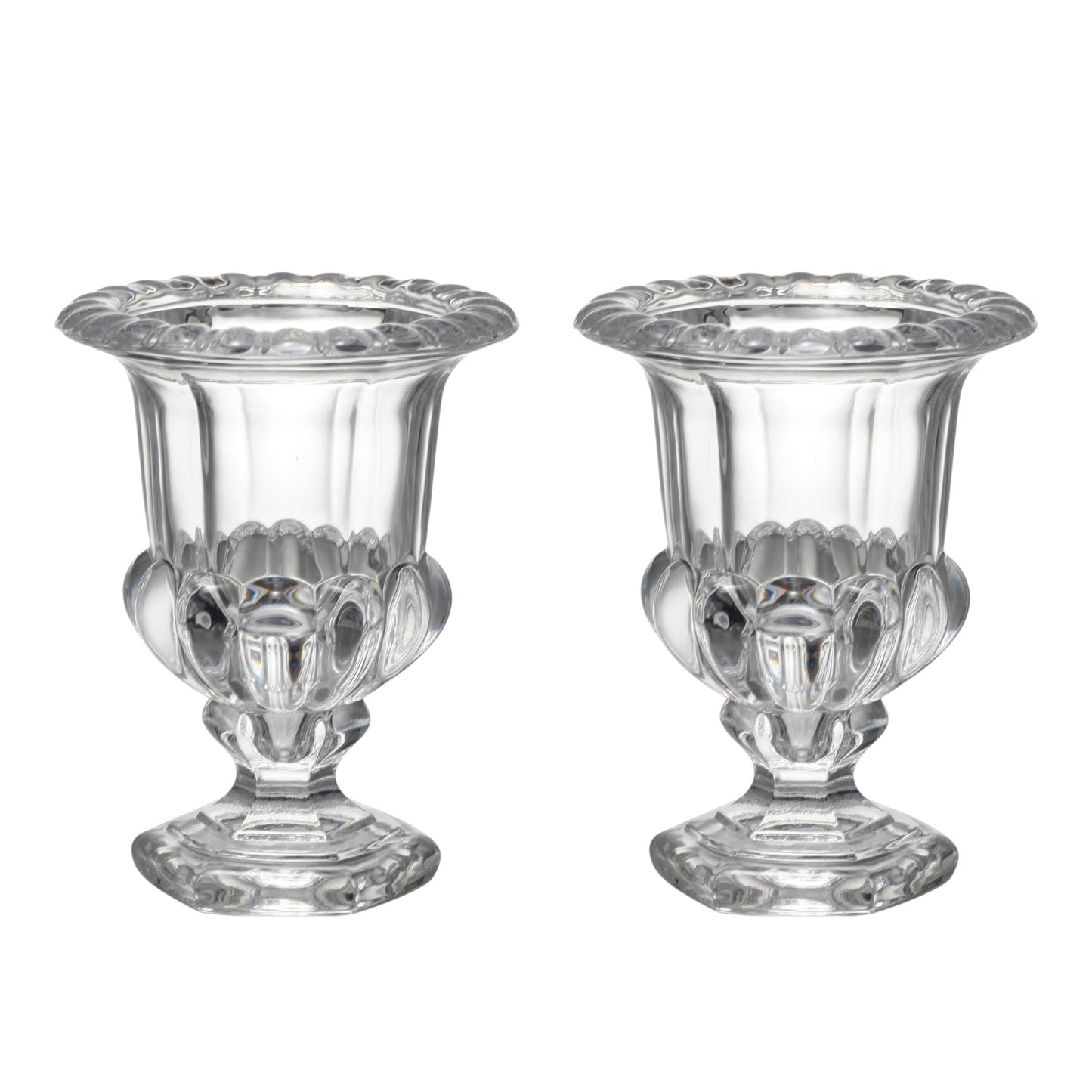 Set of Two Clear Glass Urn Table Vases-2