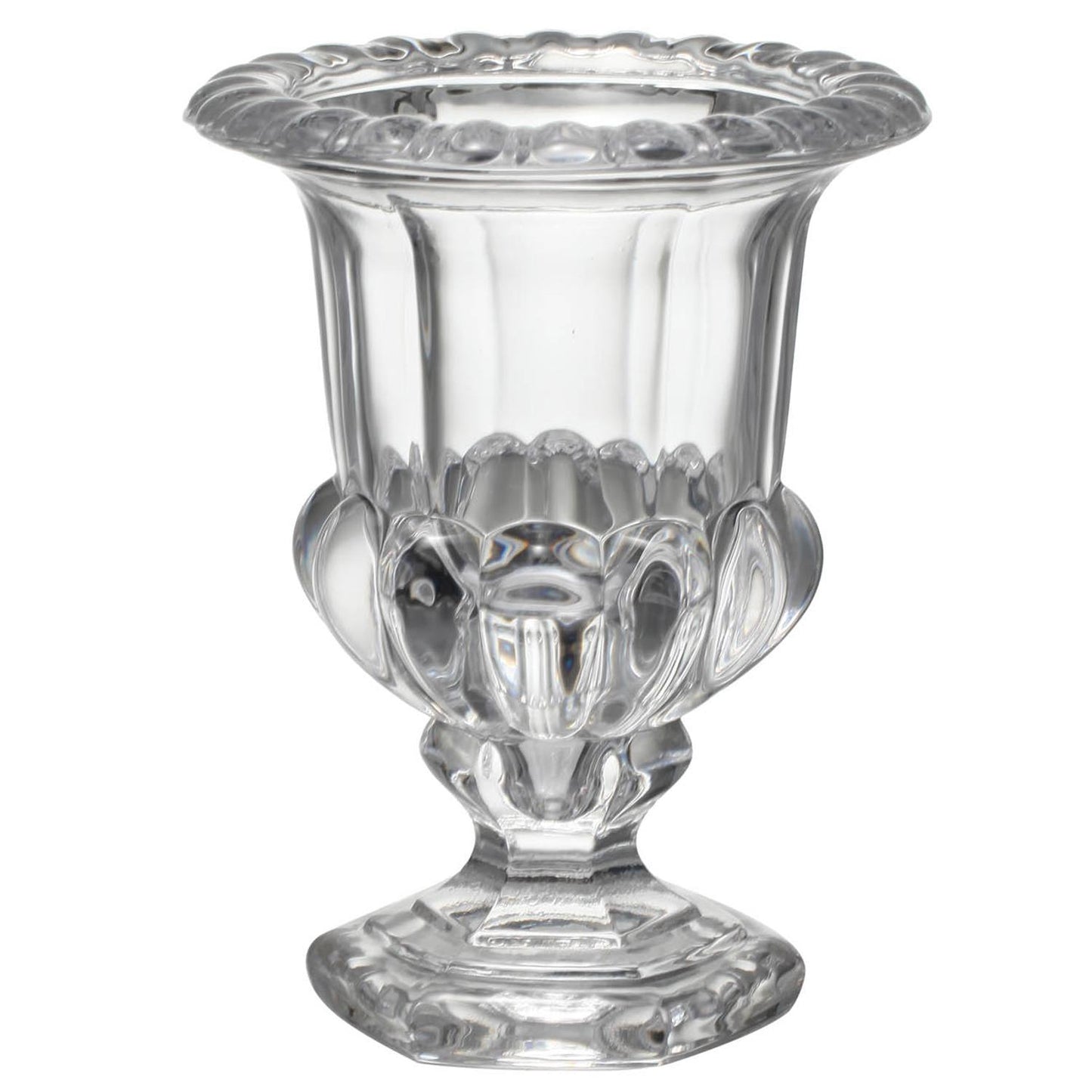 Set of Two Clear Glass Urn Table Vases-3