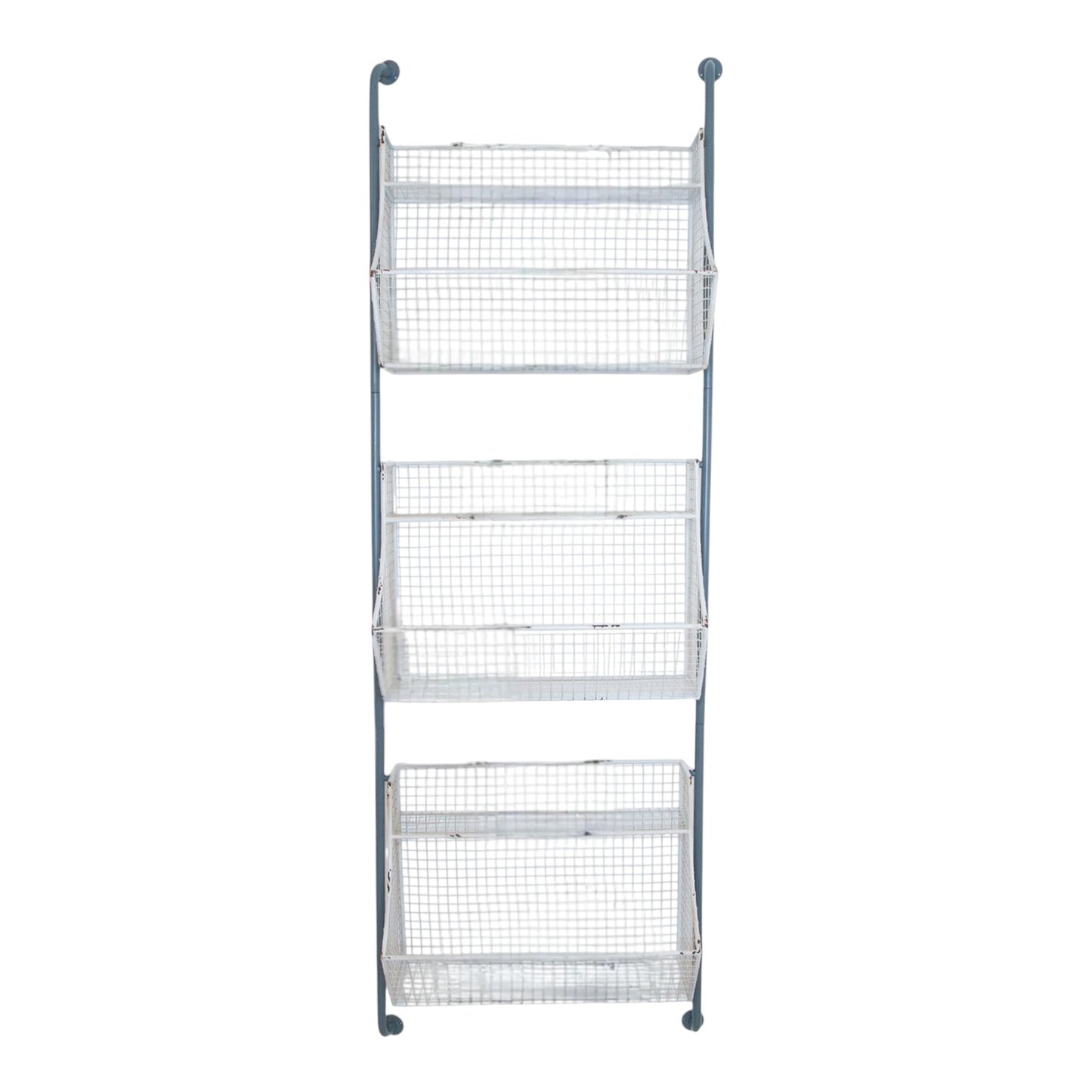 24" White And Gray Metal Baskets Wall Mounted Cubby Shelf-0